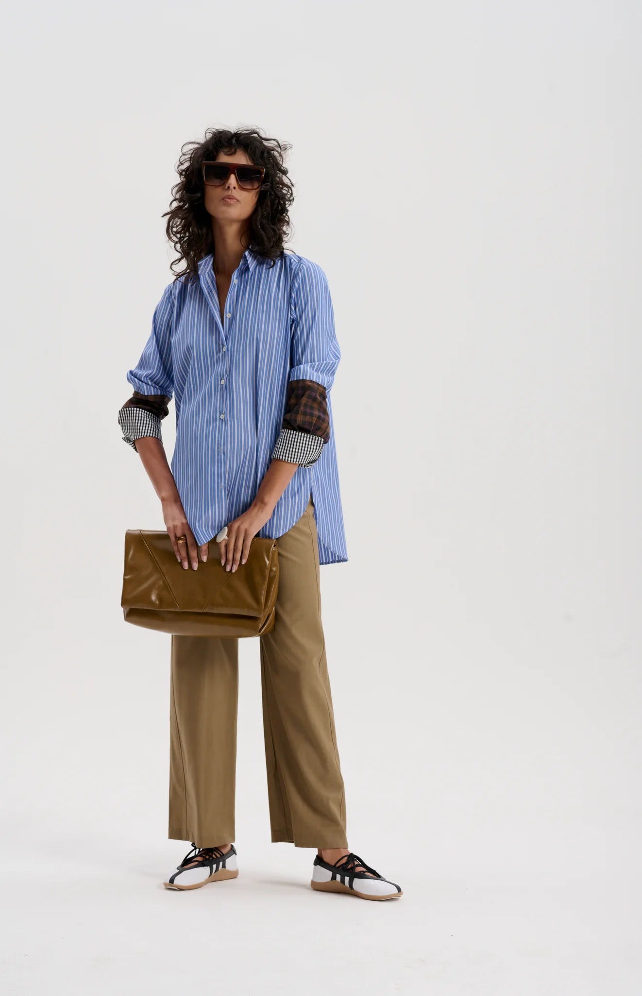 Stripe Shirt with Mixed Cuffs | Indigo