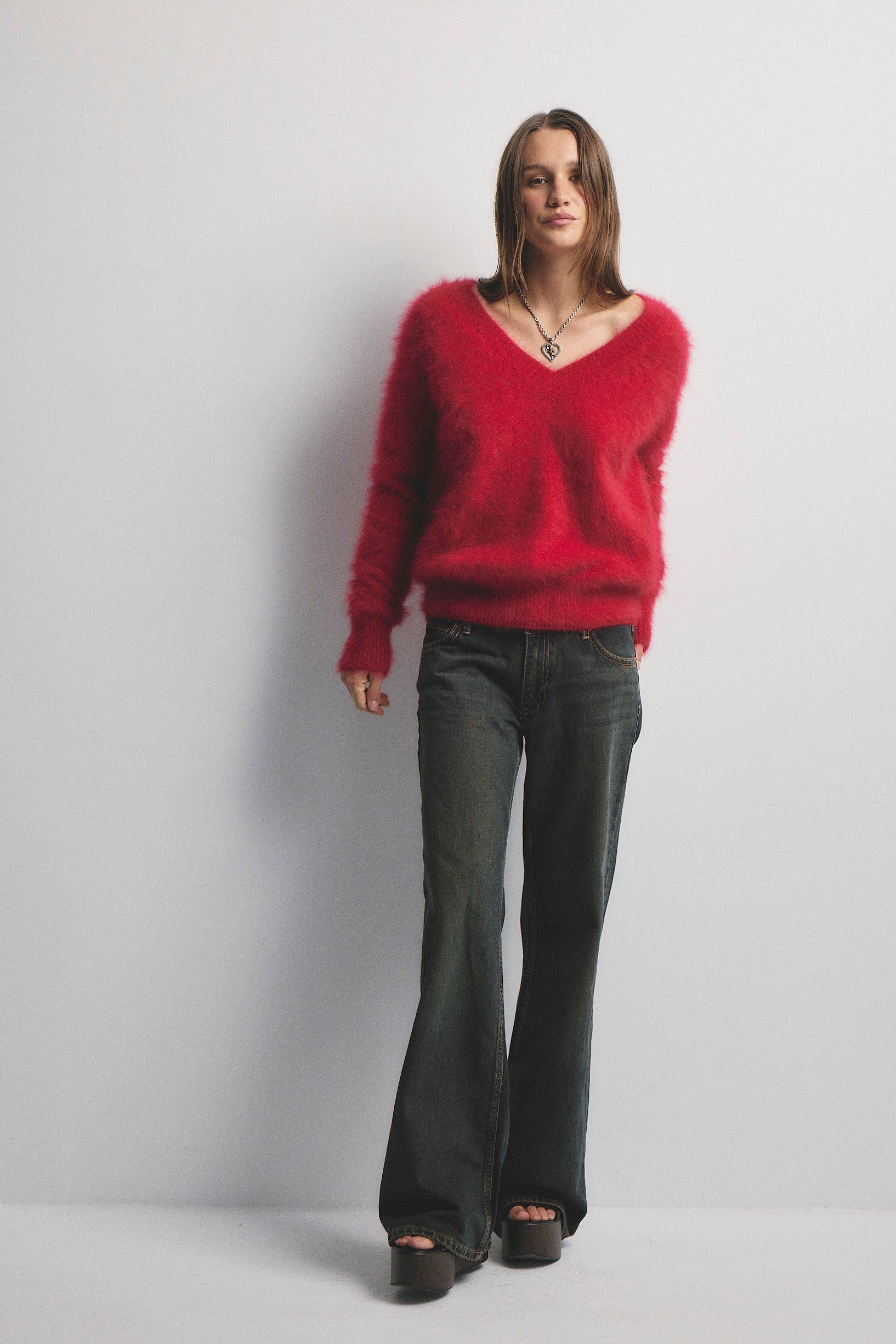 Olivia Cashmere V-Neck Sweater | Flame