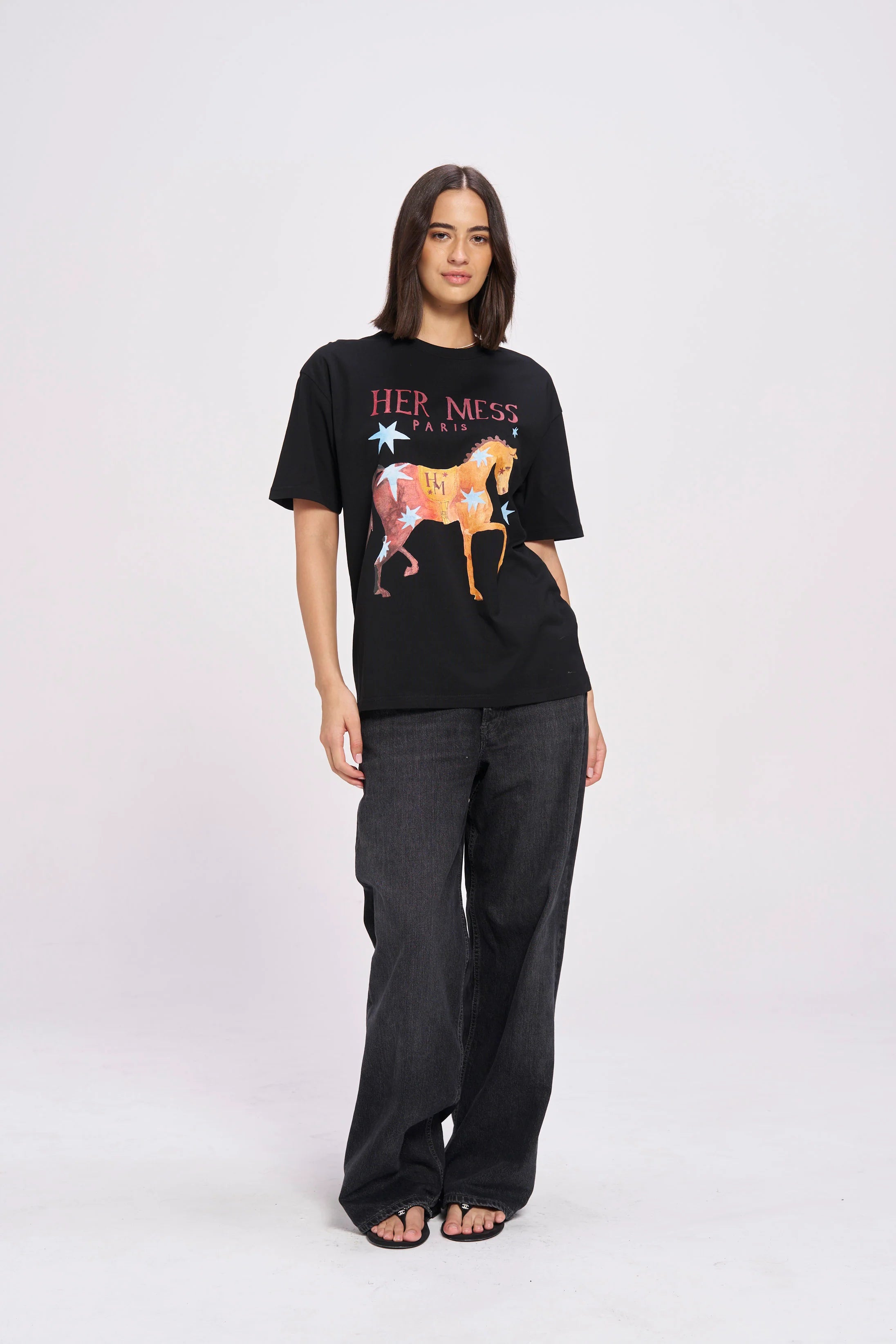 Her Mess Oversize Tee | Black Beauty