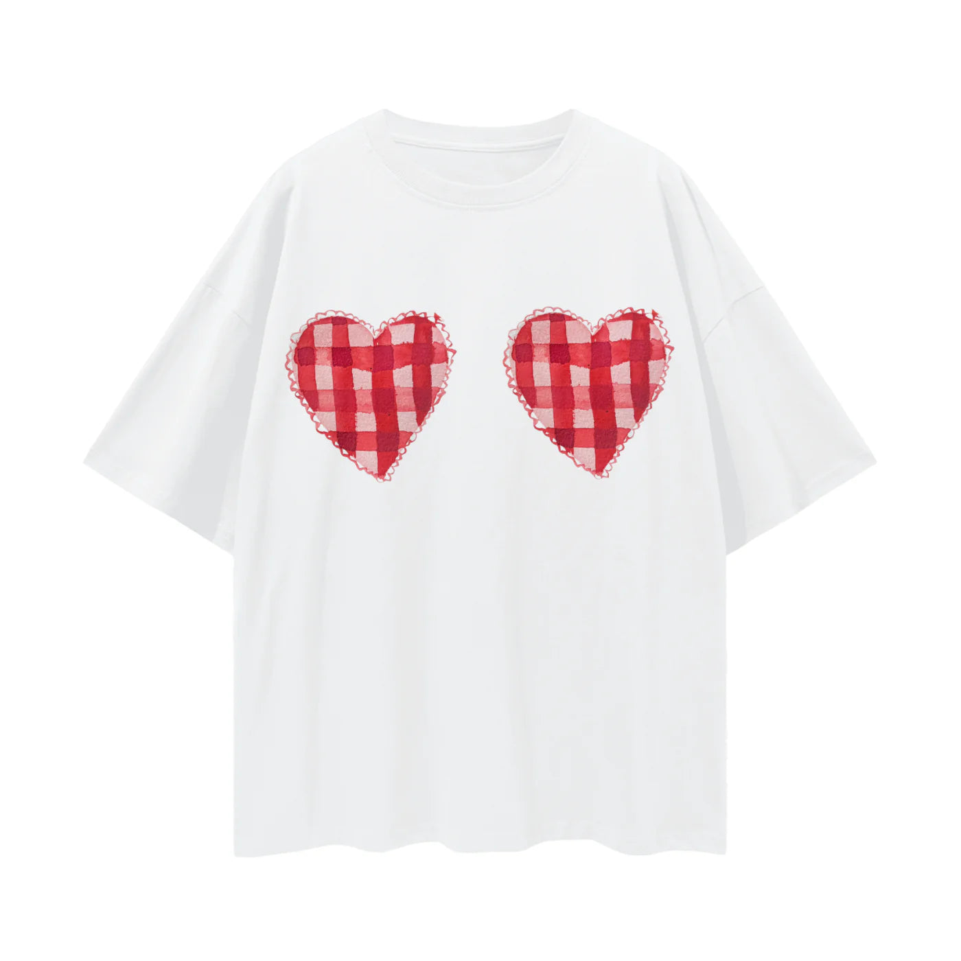 Gingham Hearts | White