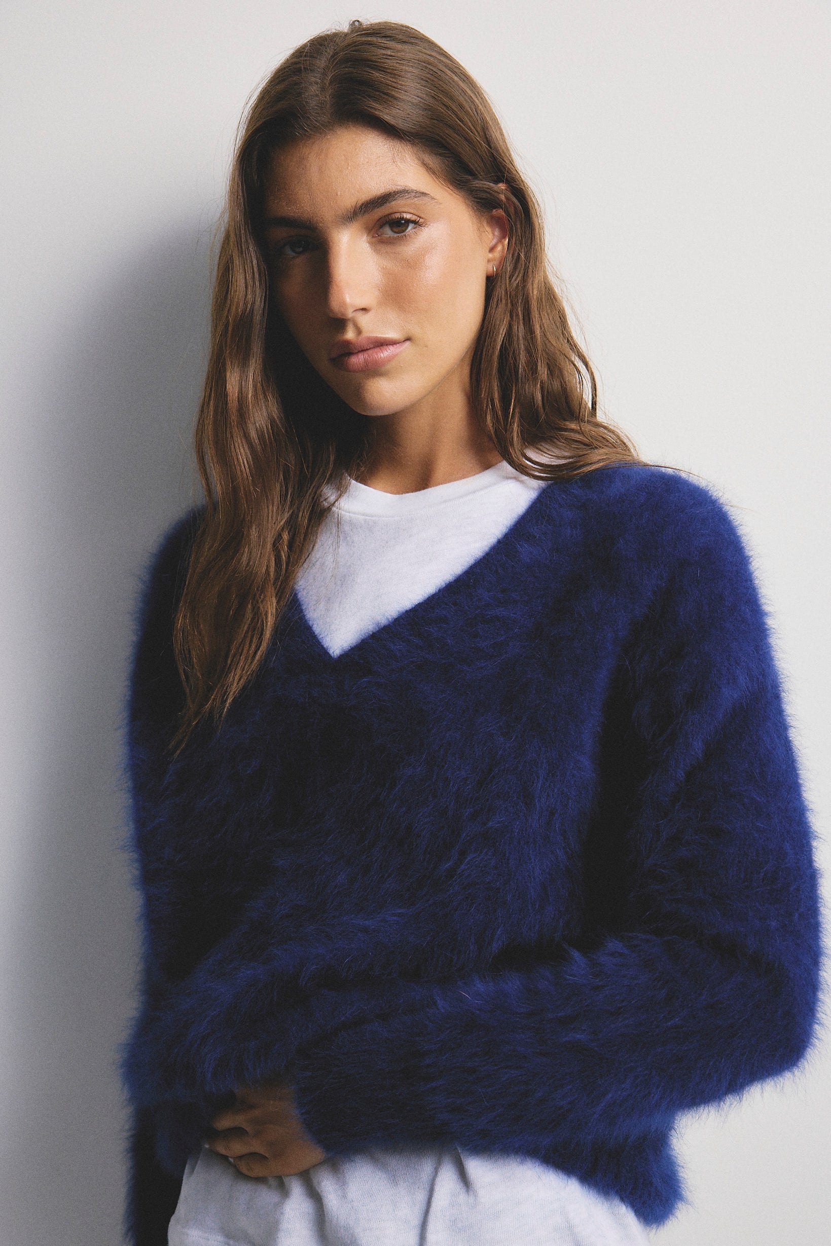 Olivia Cashmere V-Neck Sweater | Navy