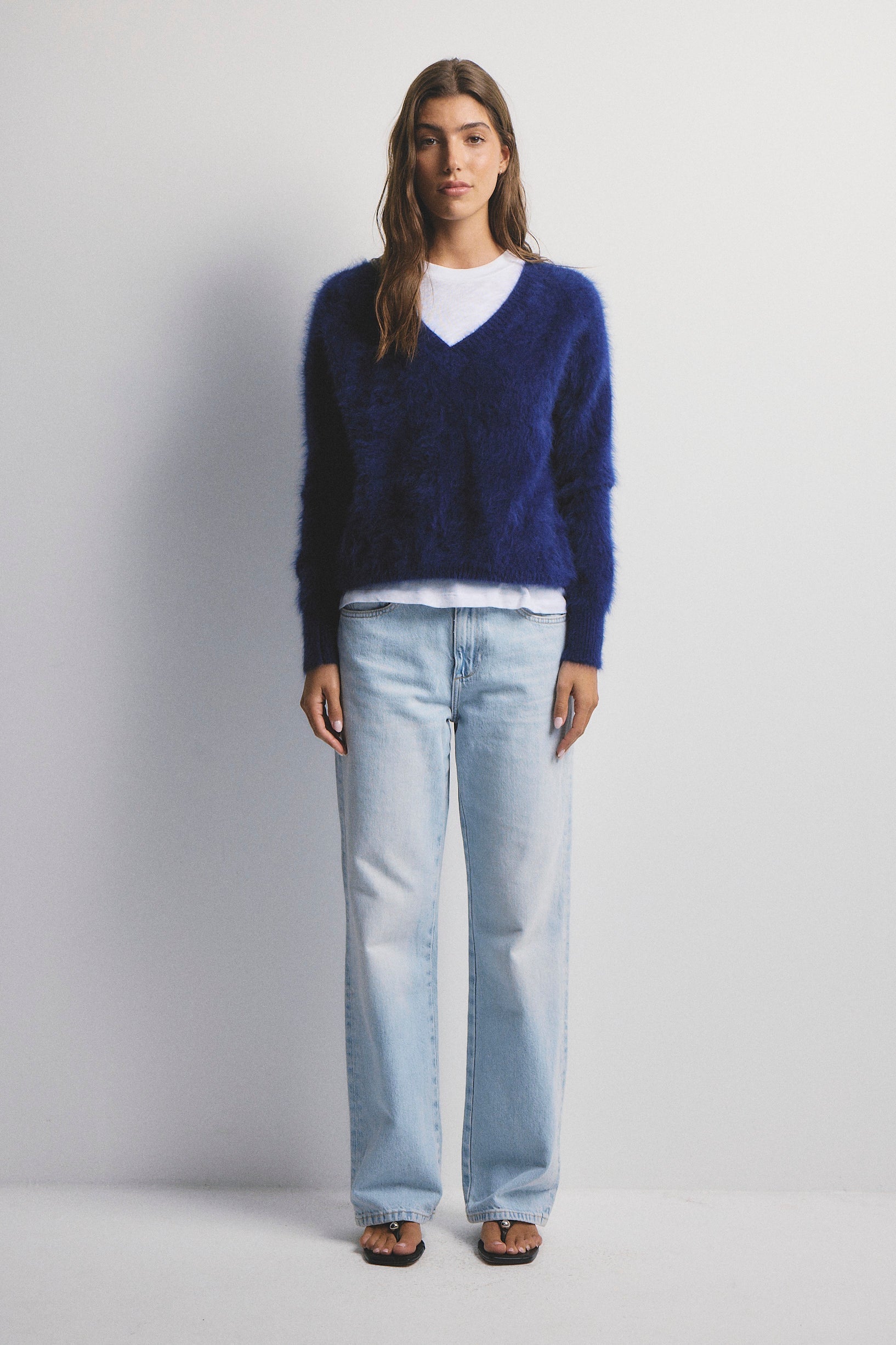 Olivia Cashmere V-Neck Sweater | Navy