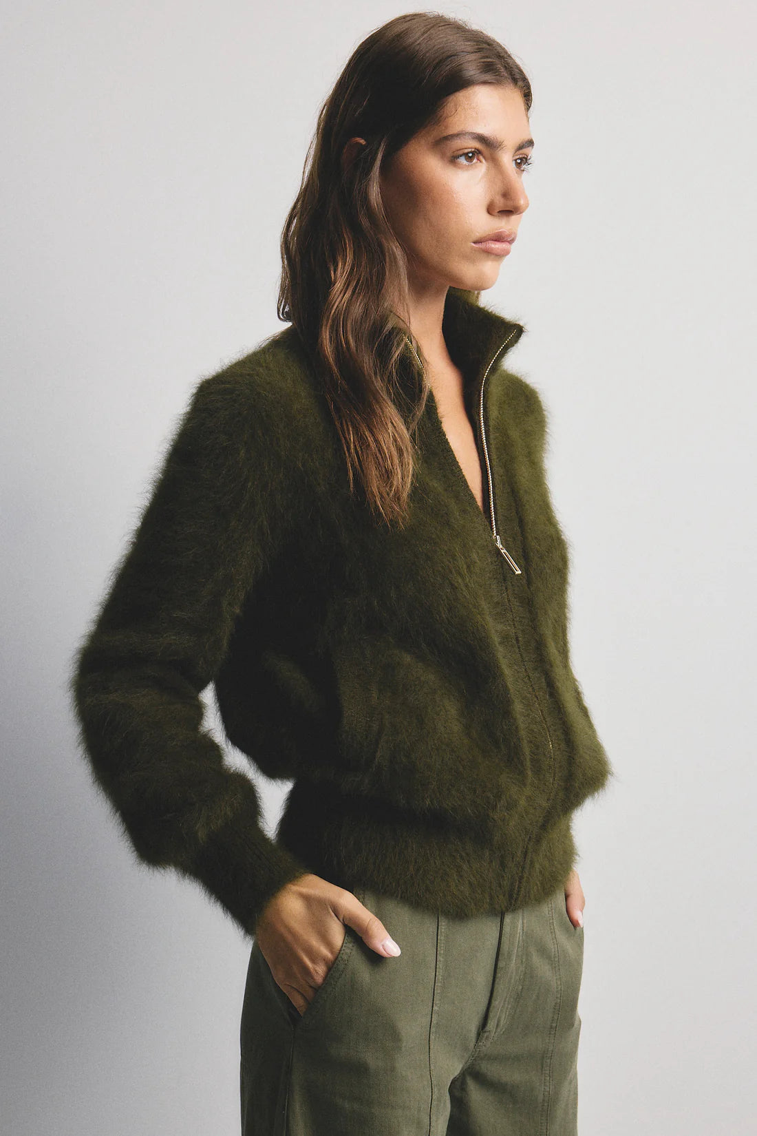Felix Zip Cardigan | Moss