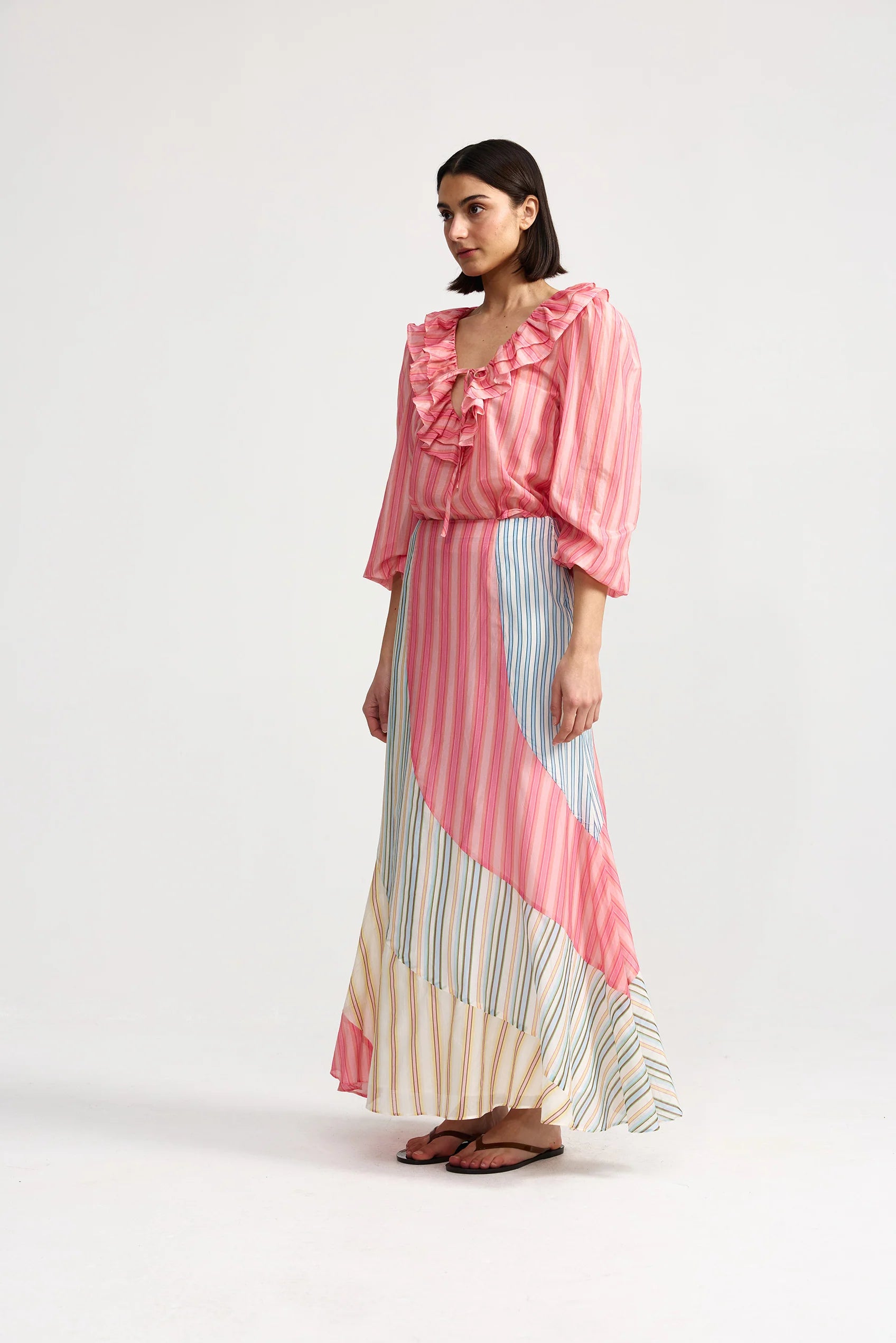 Laura Skirt | Peony Multi Stripe