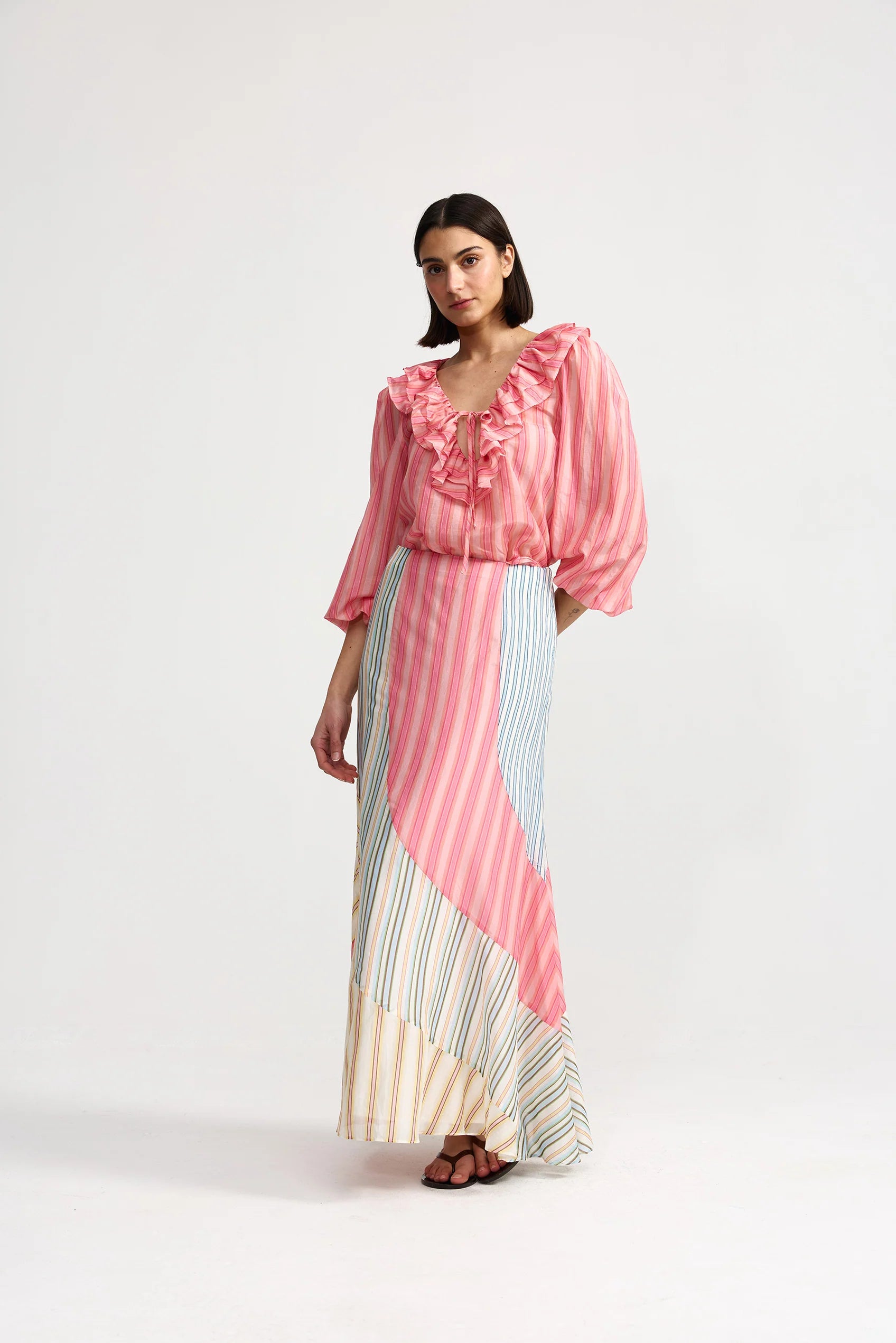 Laura Skirt | Peony Multi Stripe