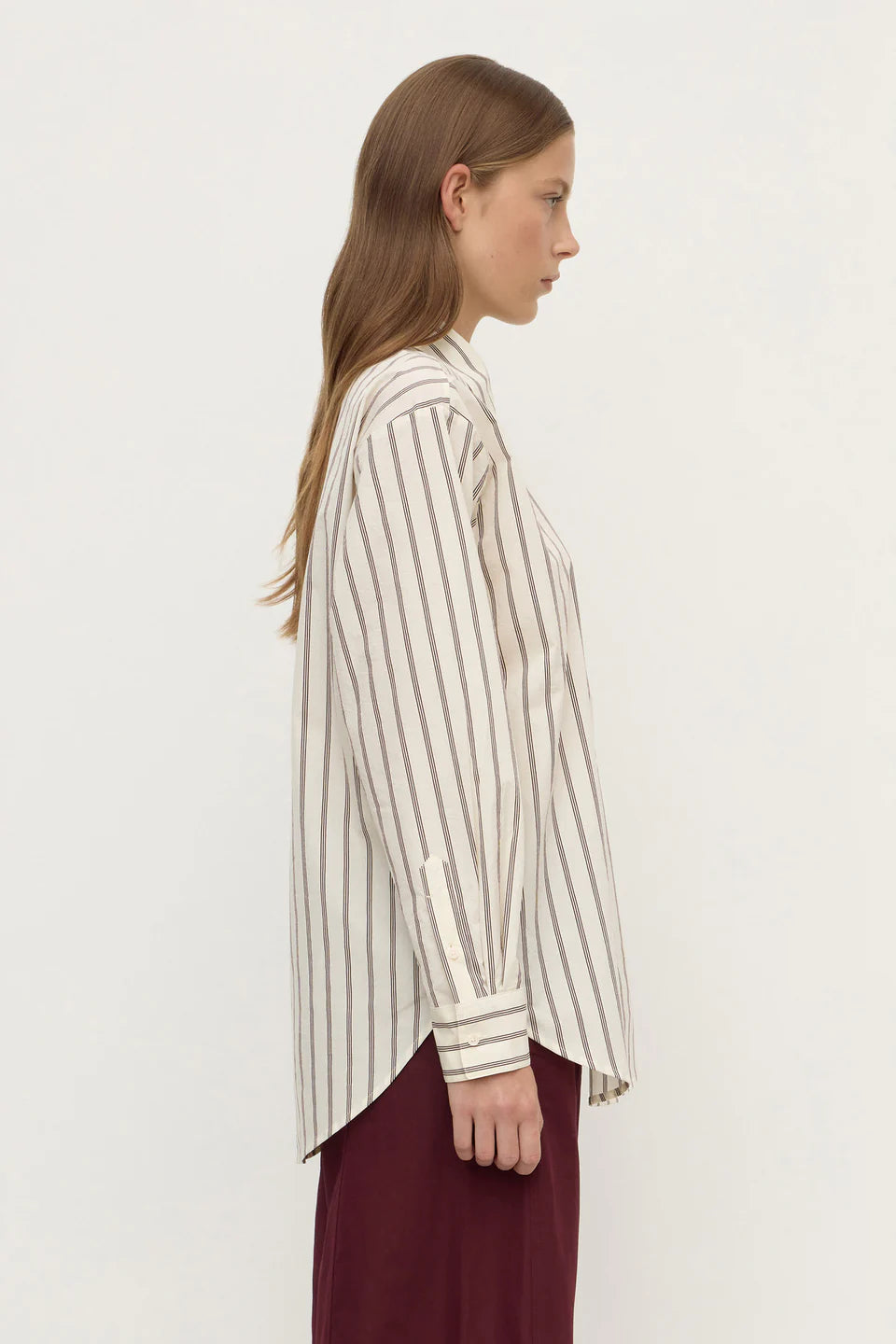 Amaro Italian Long Sleeve Shirt | Merlot/White