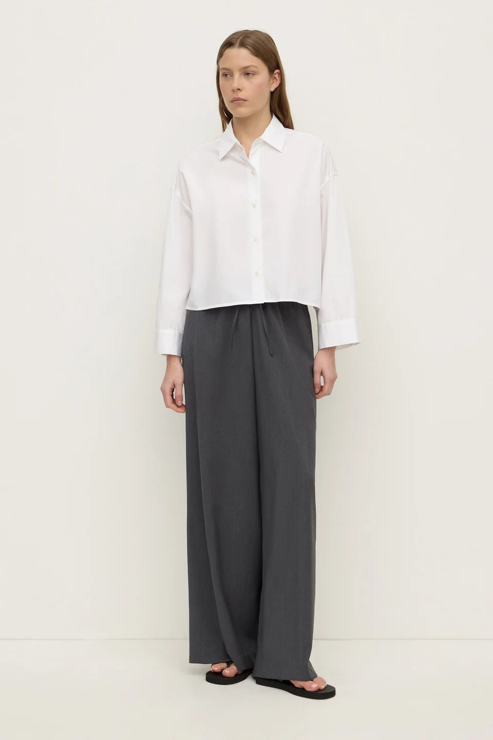 Arora Cropped Cotton Shirt | White