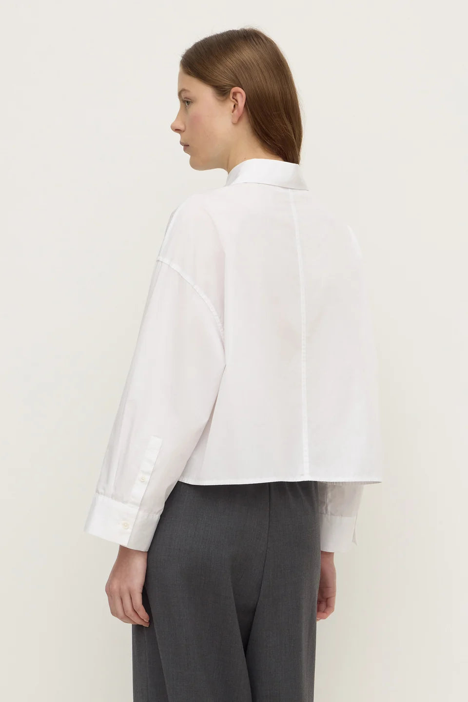 Arora Cropped Cotton Shirt | White