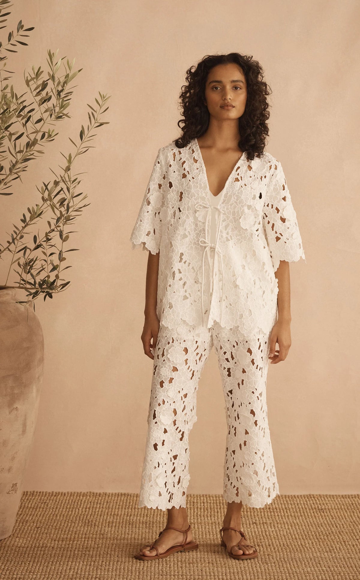 Applique Tie Front Top
