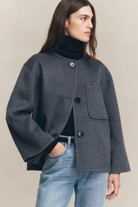 Camille Wool Cashmere Jacket | Charcoal Marle
