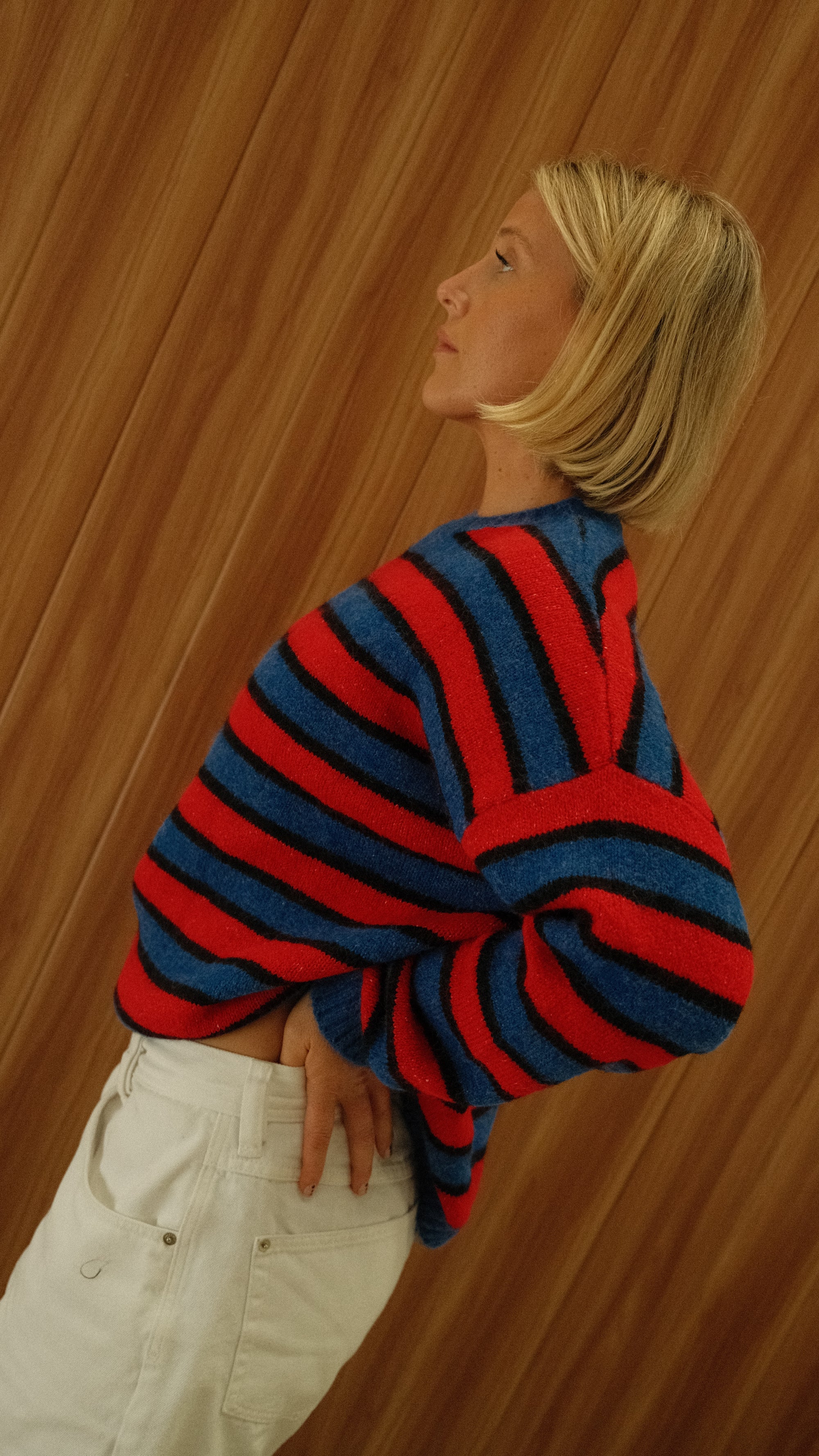 Isabel Knit | Red Blue Stripe