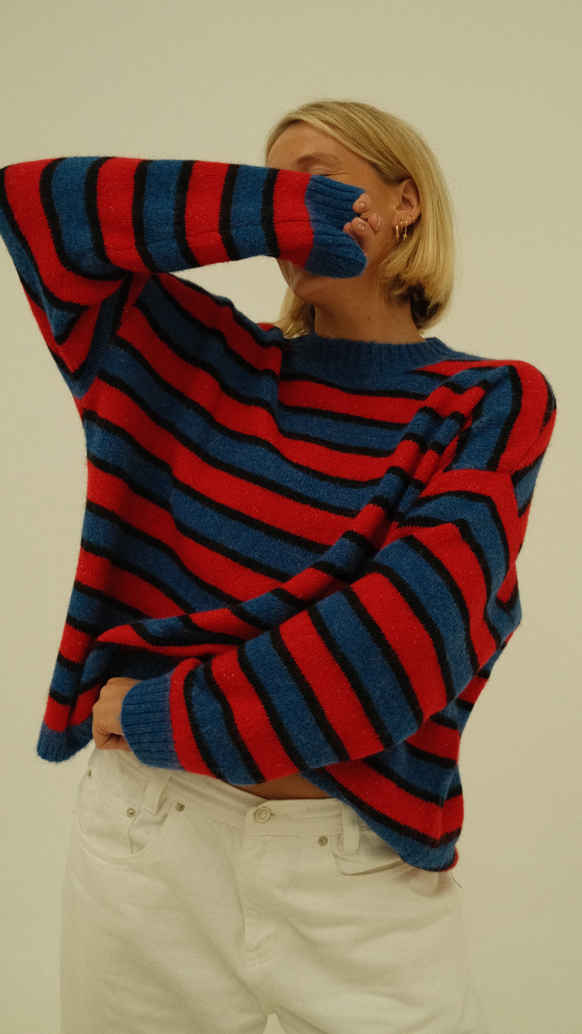 Isabel Knit | Red Blue Stripe