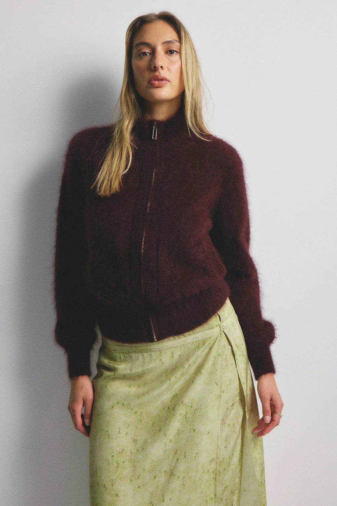 Felix Zip Cardigan | Aubergine