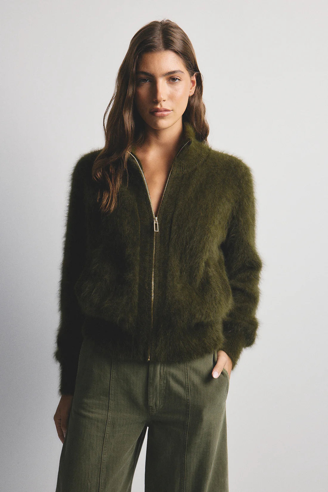 Felix Zip Cardigan | Moss