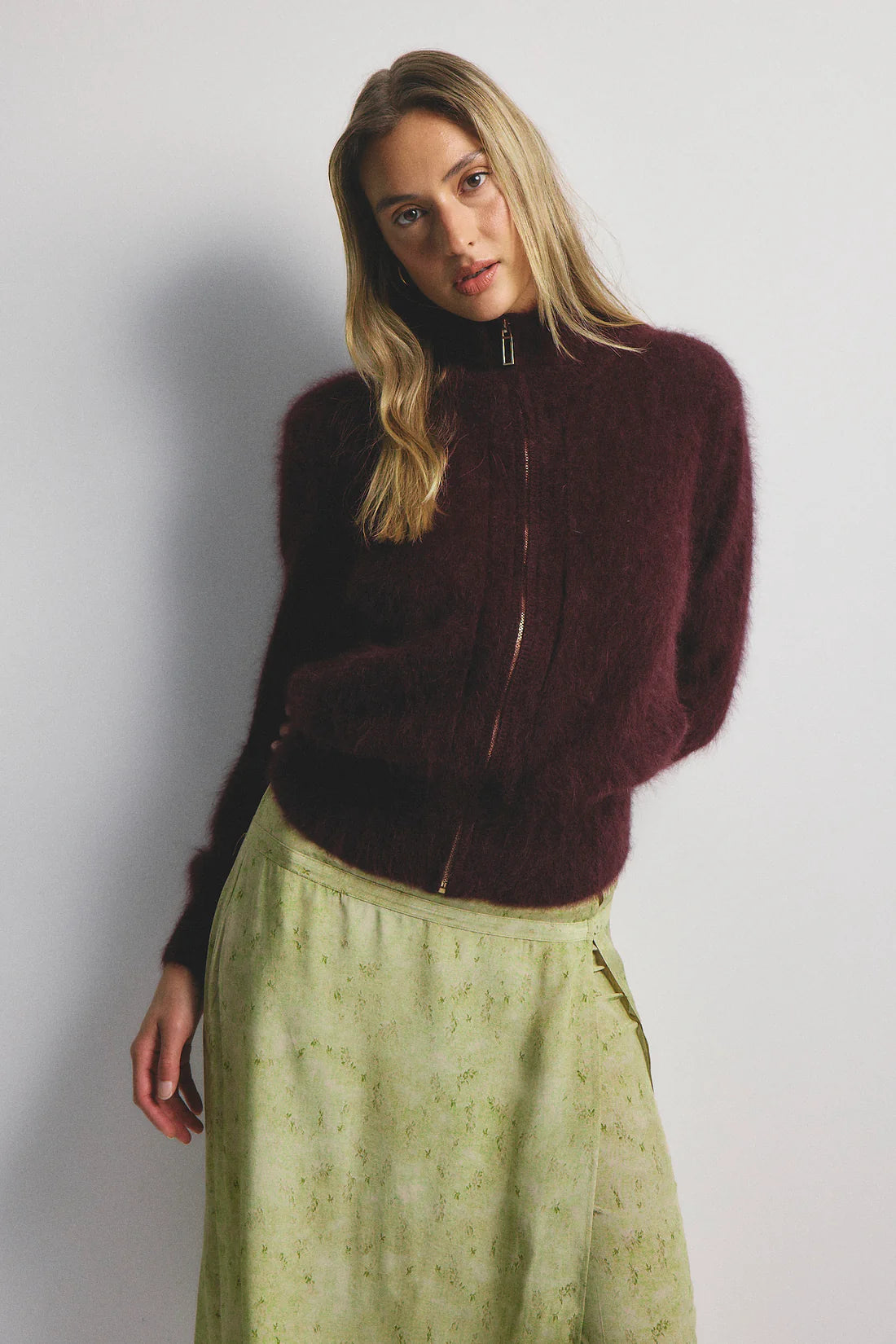 Felix Zip Cardigan | Aubergine