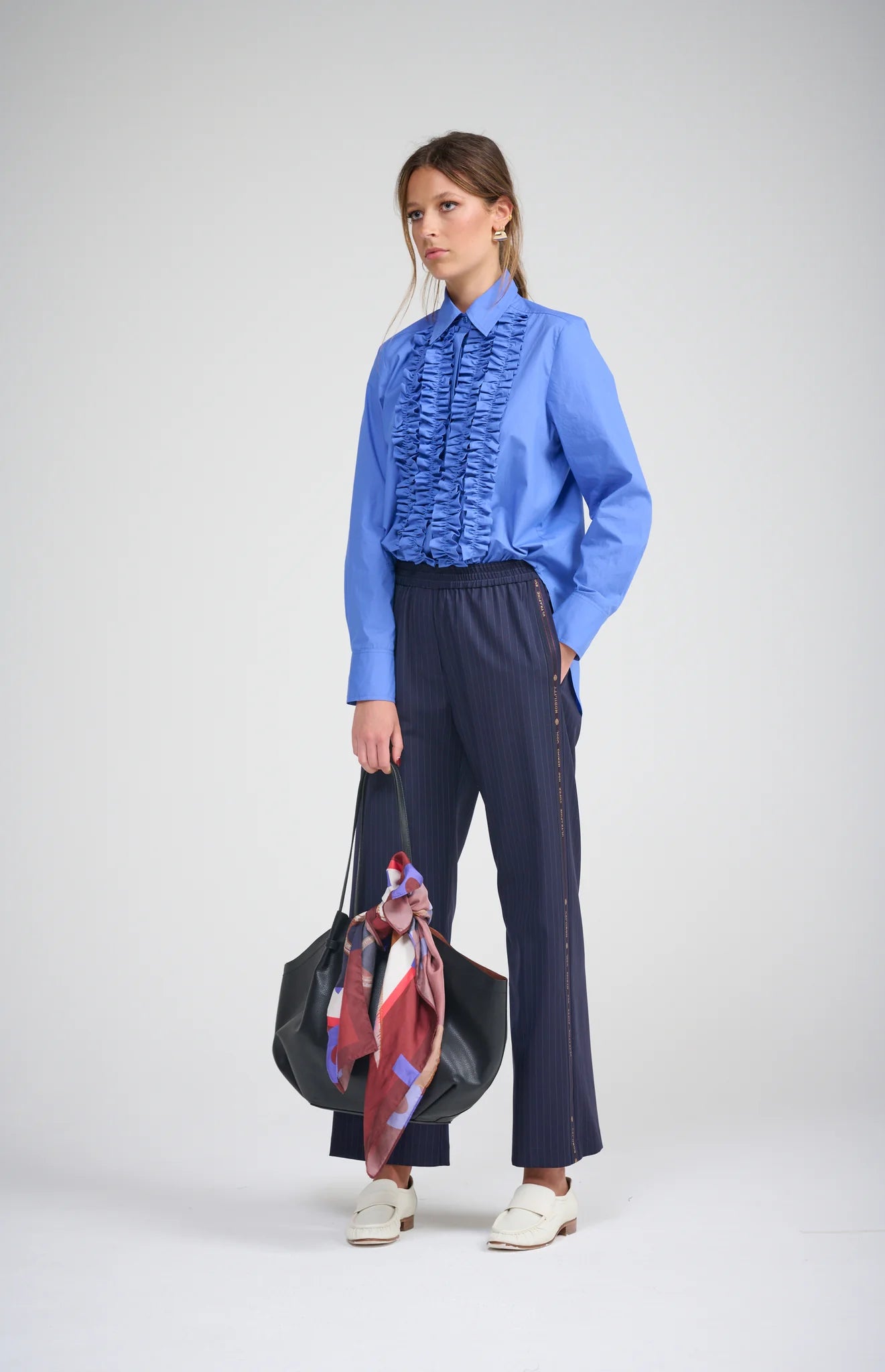 La Maison Pinstripe Pant | Navy Pinstripe