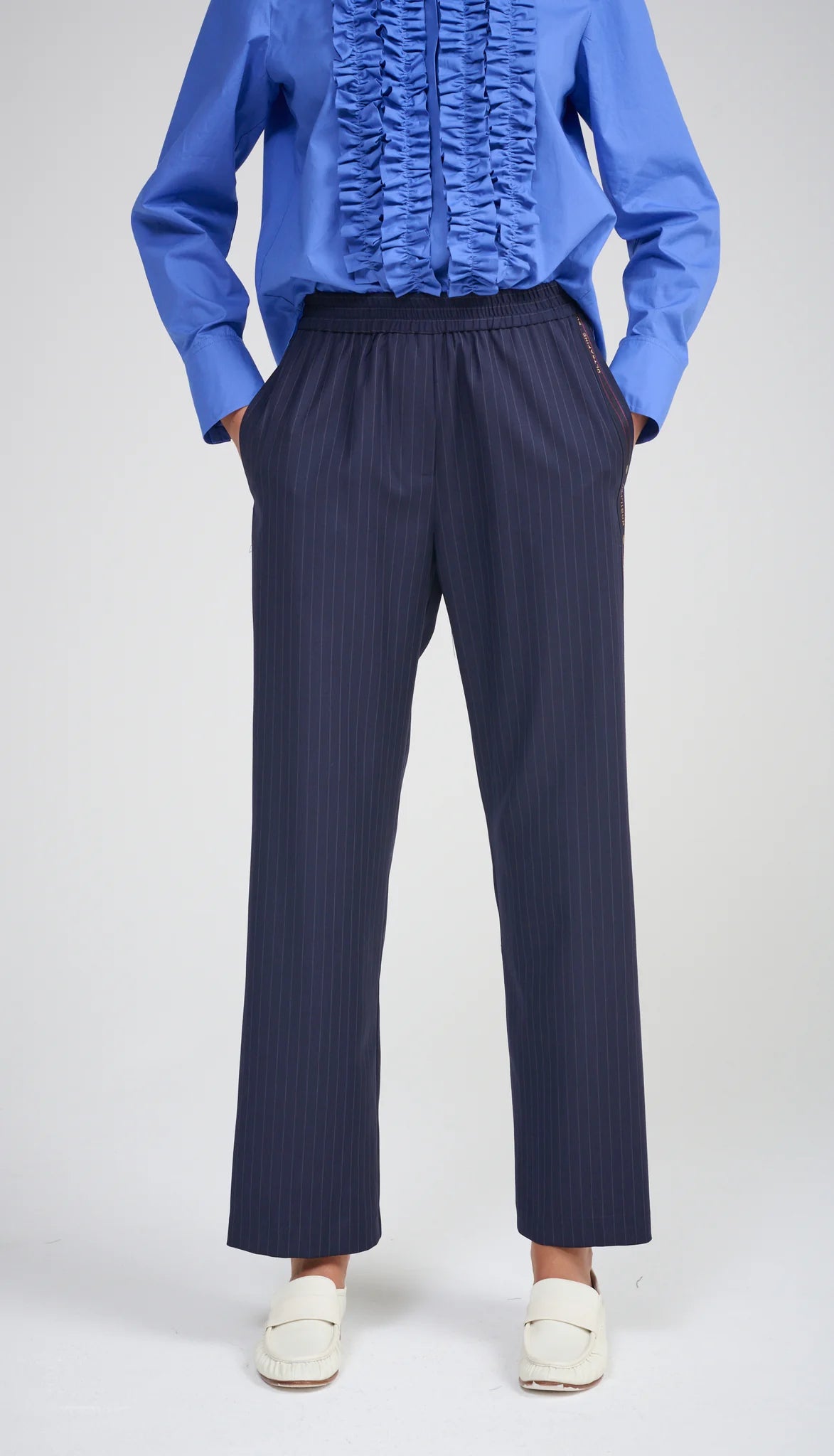 La Maison Pinstripe Pant | Navy Pinstripe