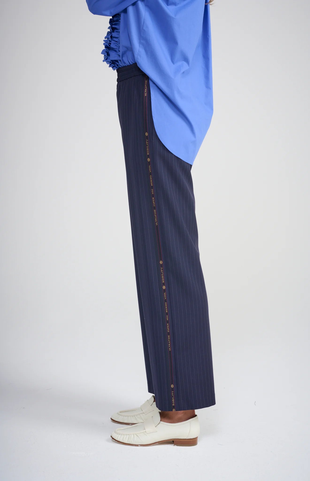 La Maison Pinstripe Pant | Navy Pinstripe