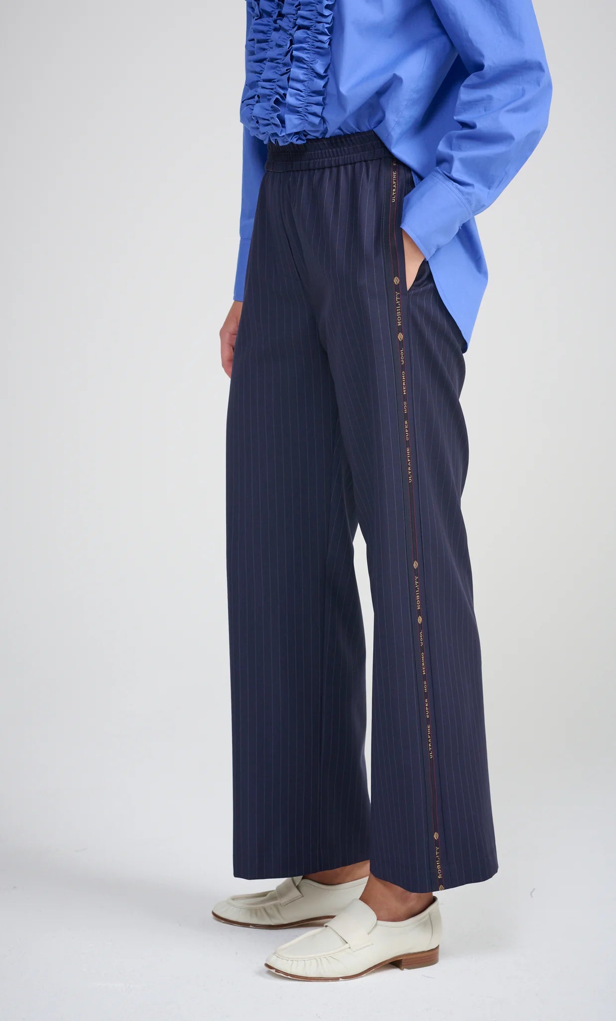 La Maison Pinstripe Pant | Navy Pinstripe
