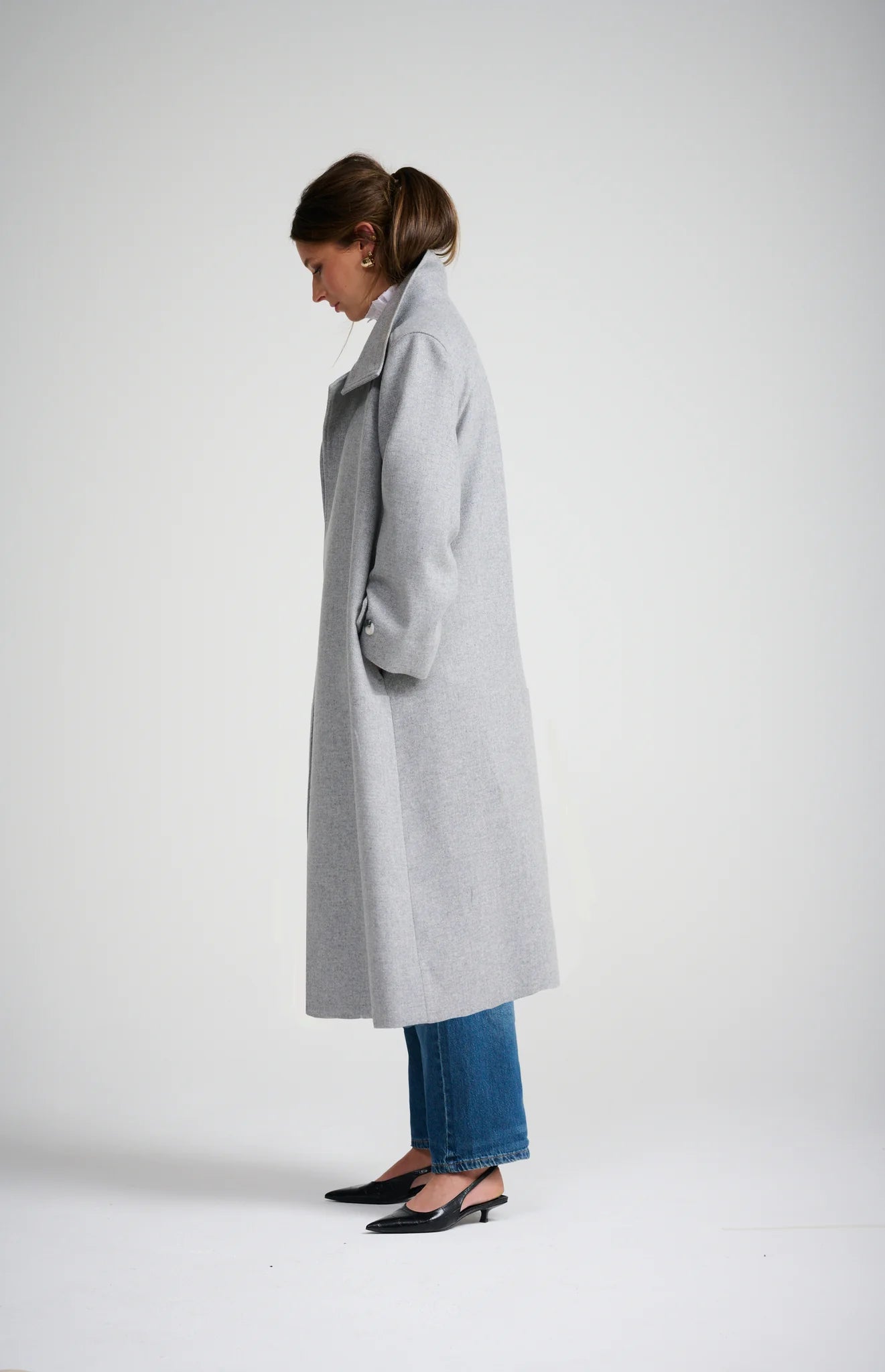 L'Atelier Wool Coat | Light Grey Marl