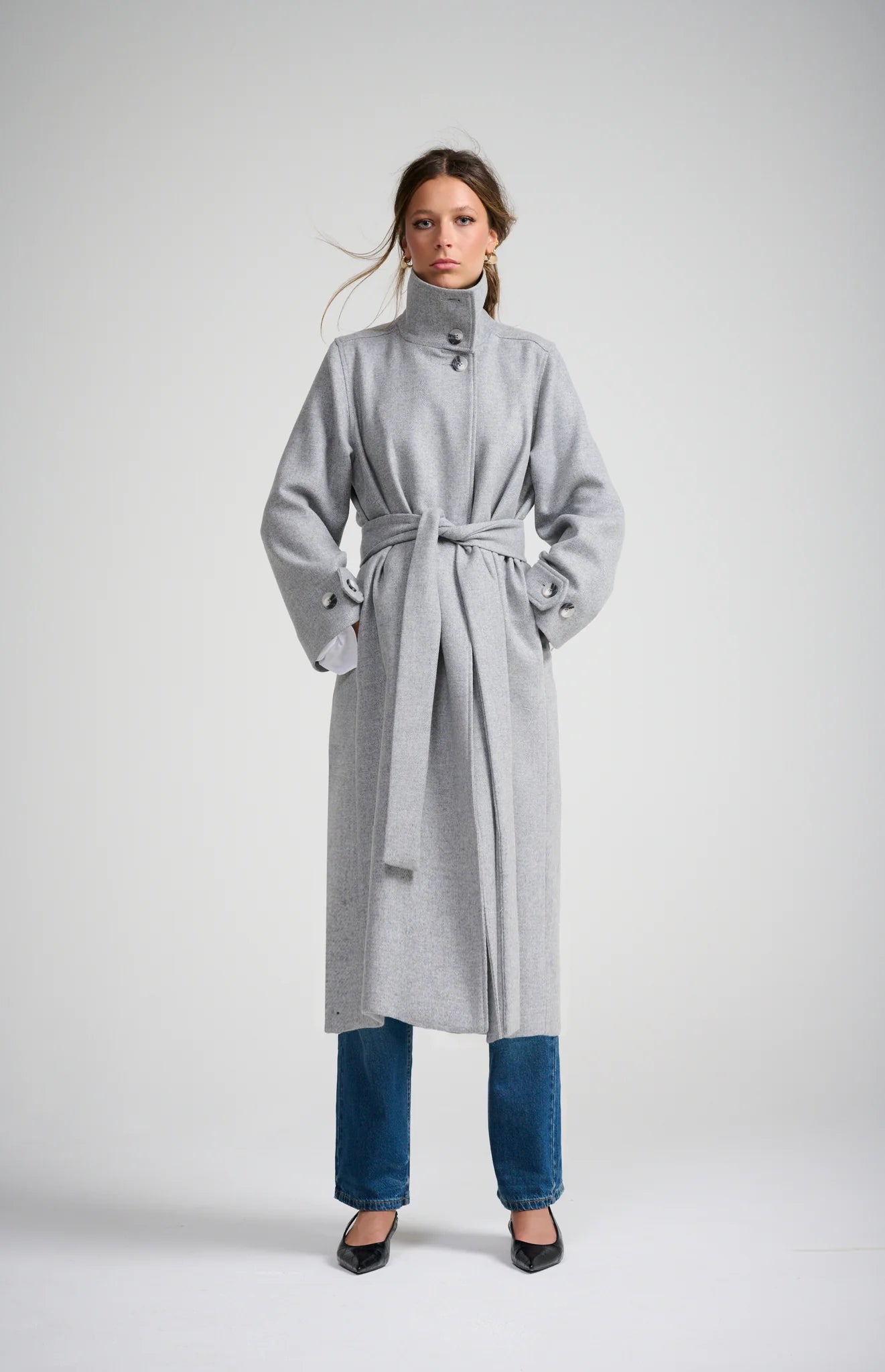L'Atelier Wool Coat | Light Grey Marl