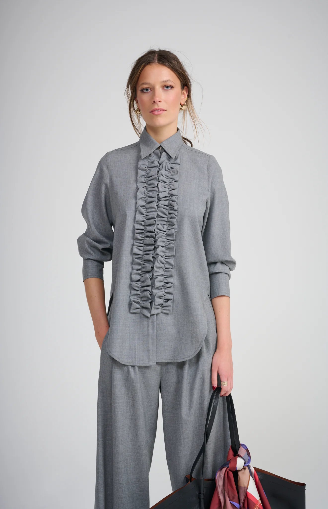 Le Grand Frill Shirt Gris | Light Grey Marl