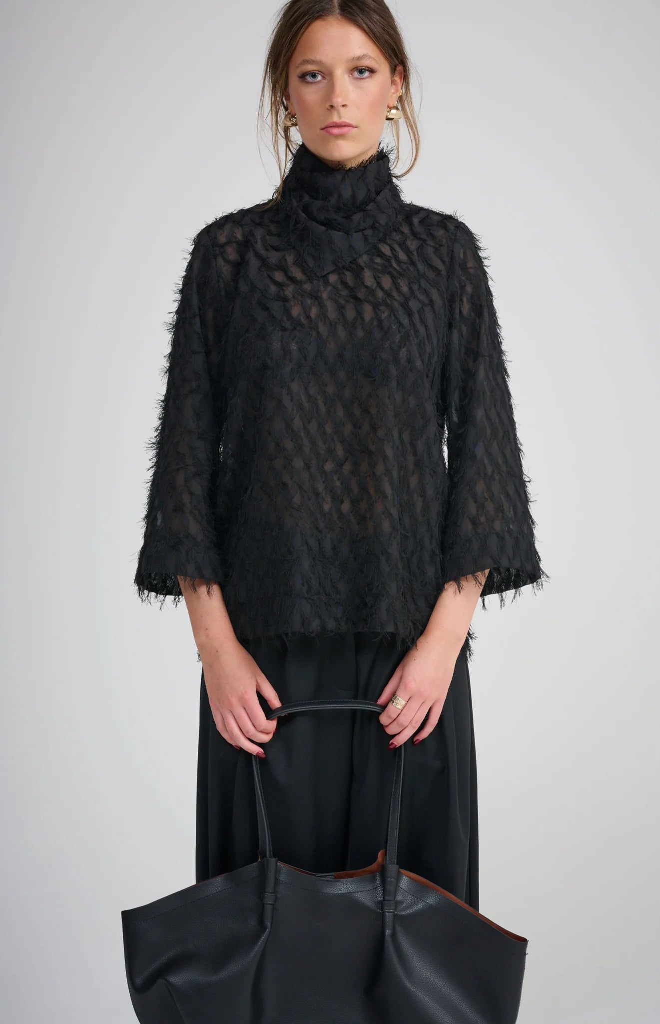 Le Tassel Top (with neck scarf) | Noir