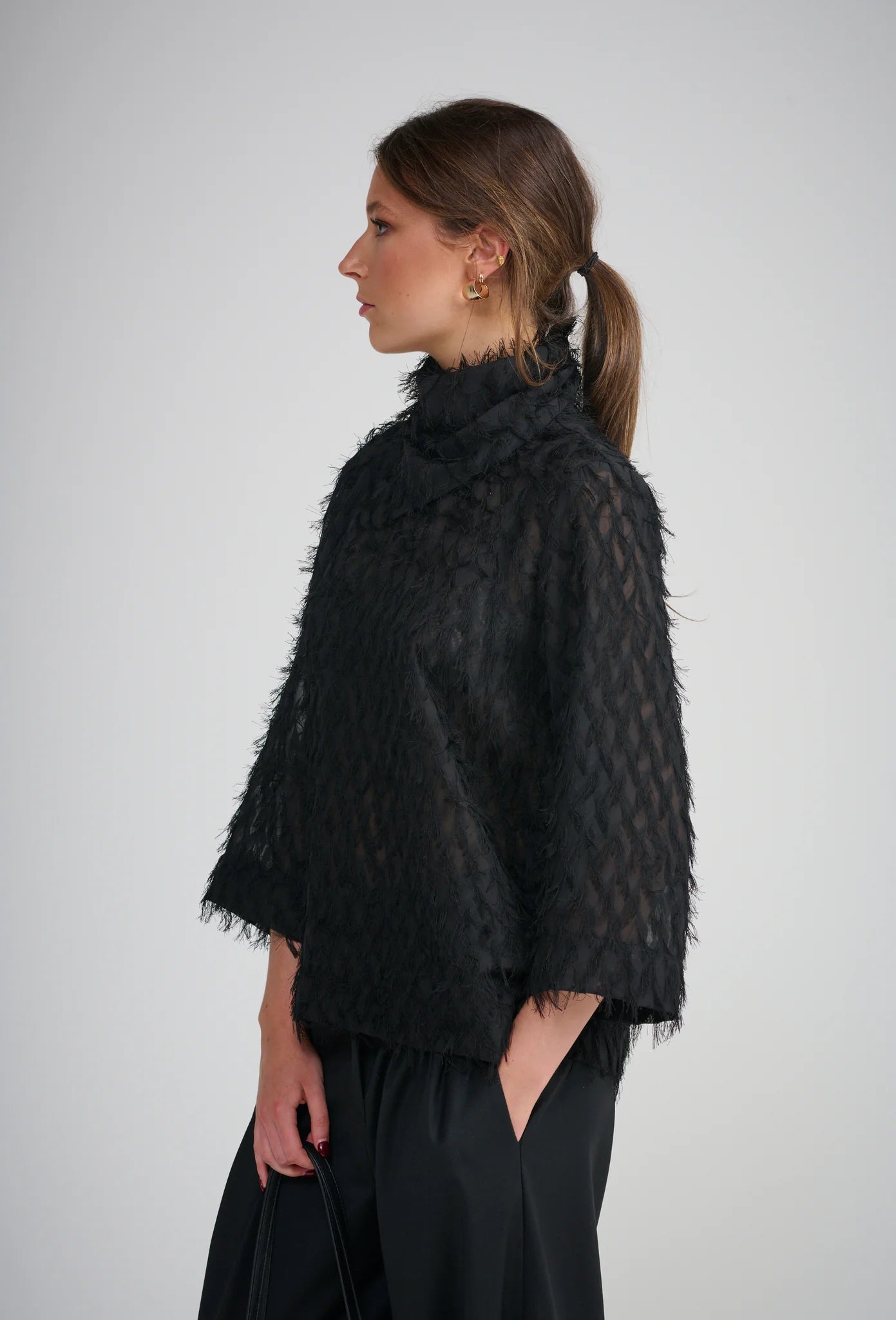 Le Tassel Top (with neck scarf) | Noir