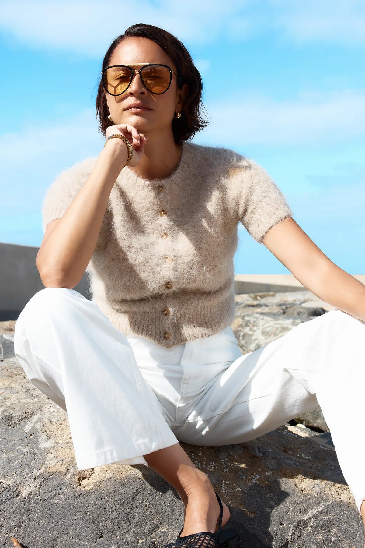 Elly Cropped Cardigan | Oat