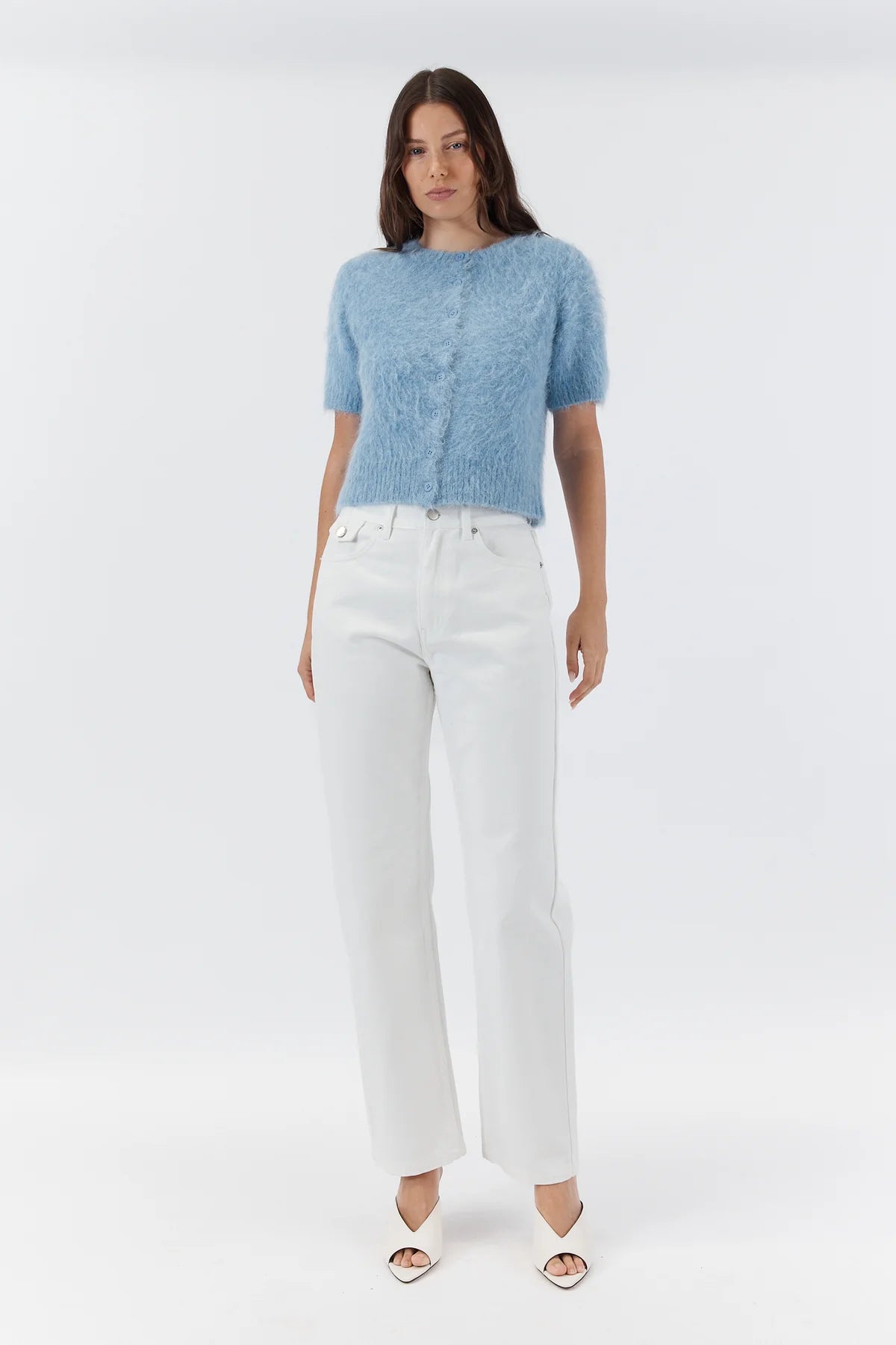 Elly Cropped Cardigan | Sky