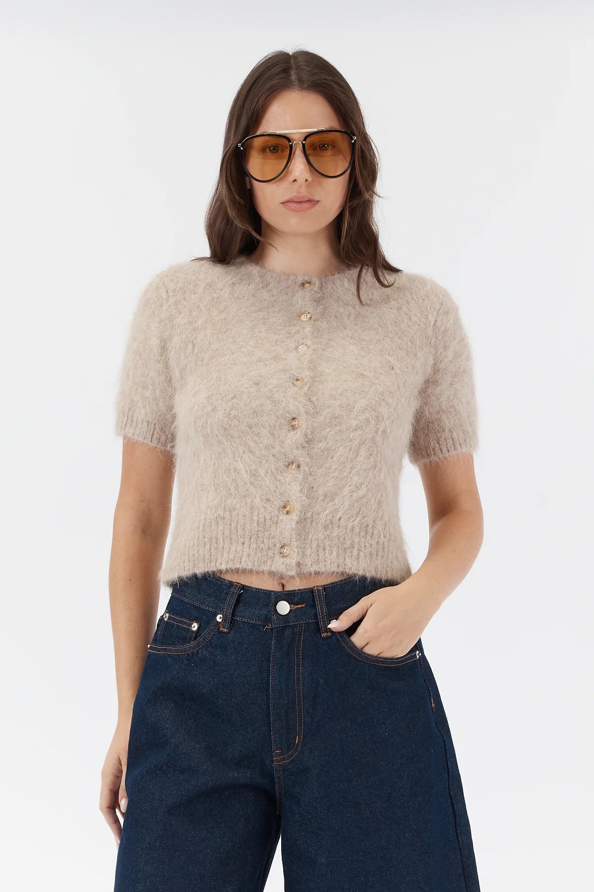 Elly Cropped Cardigan | Oat