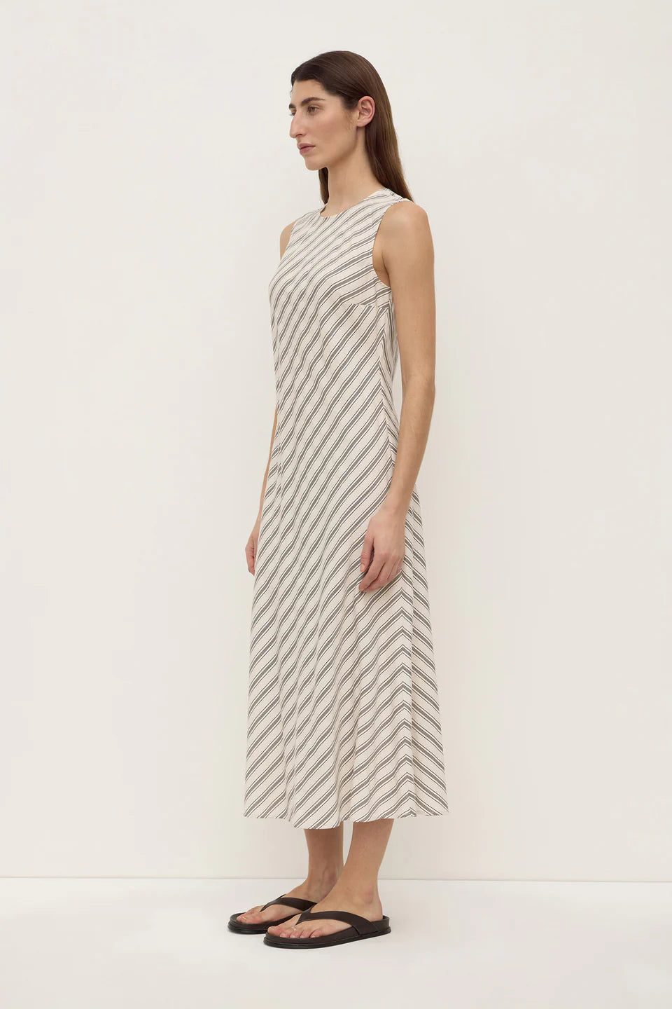 Lenny Stripe Midi Crème | Smoke