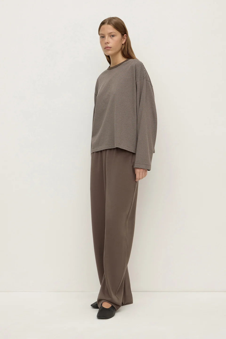 Malone Stripe Wide Sleeve Tee | Bark & White
