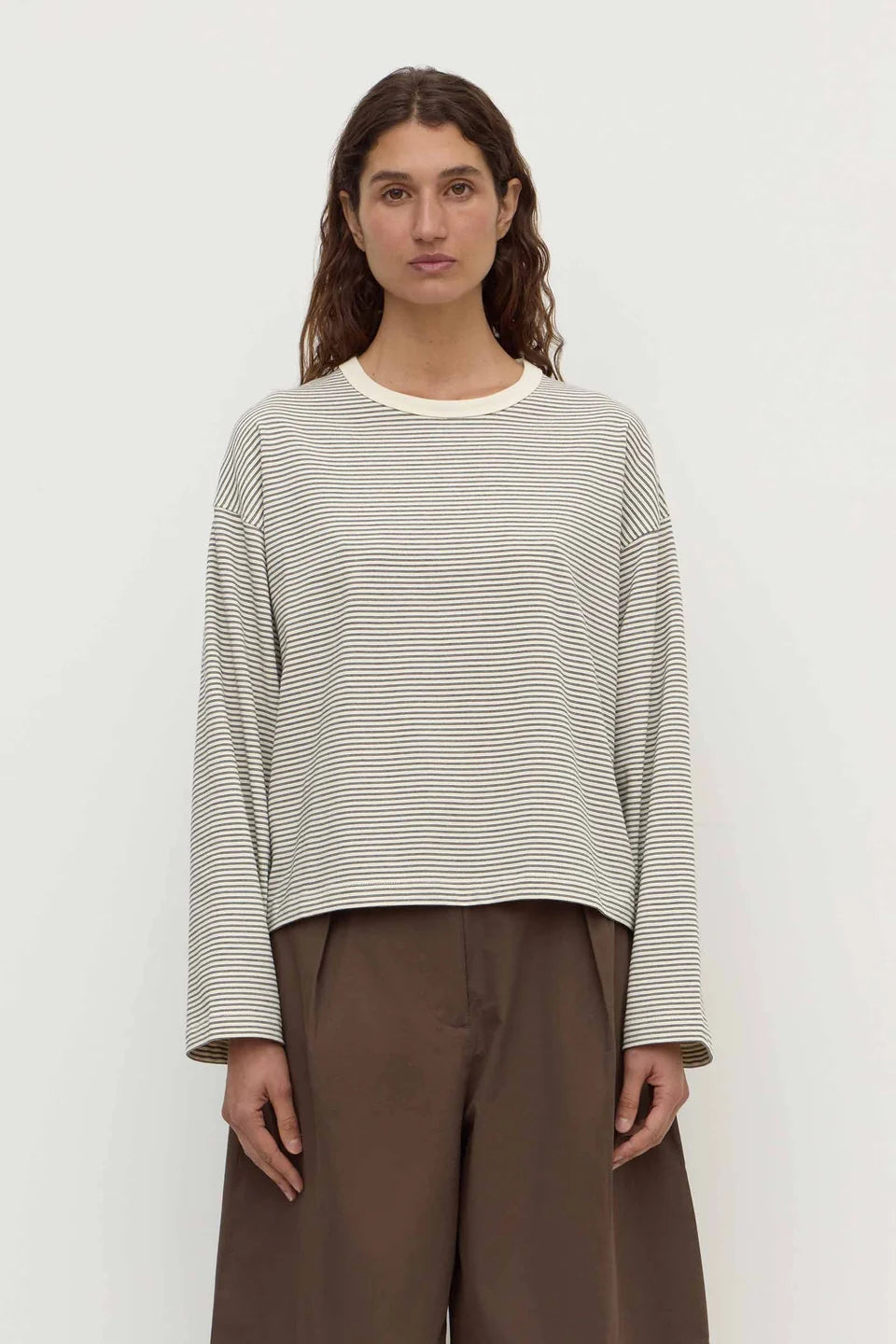 Malone Stripe Wide Sleeve Tee | Cream & Black