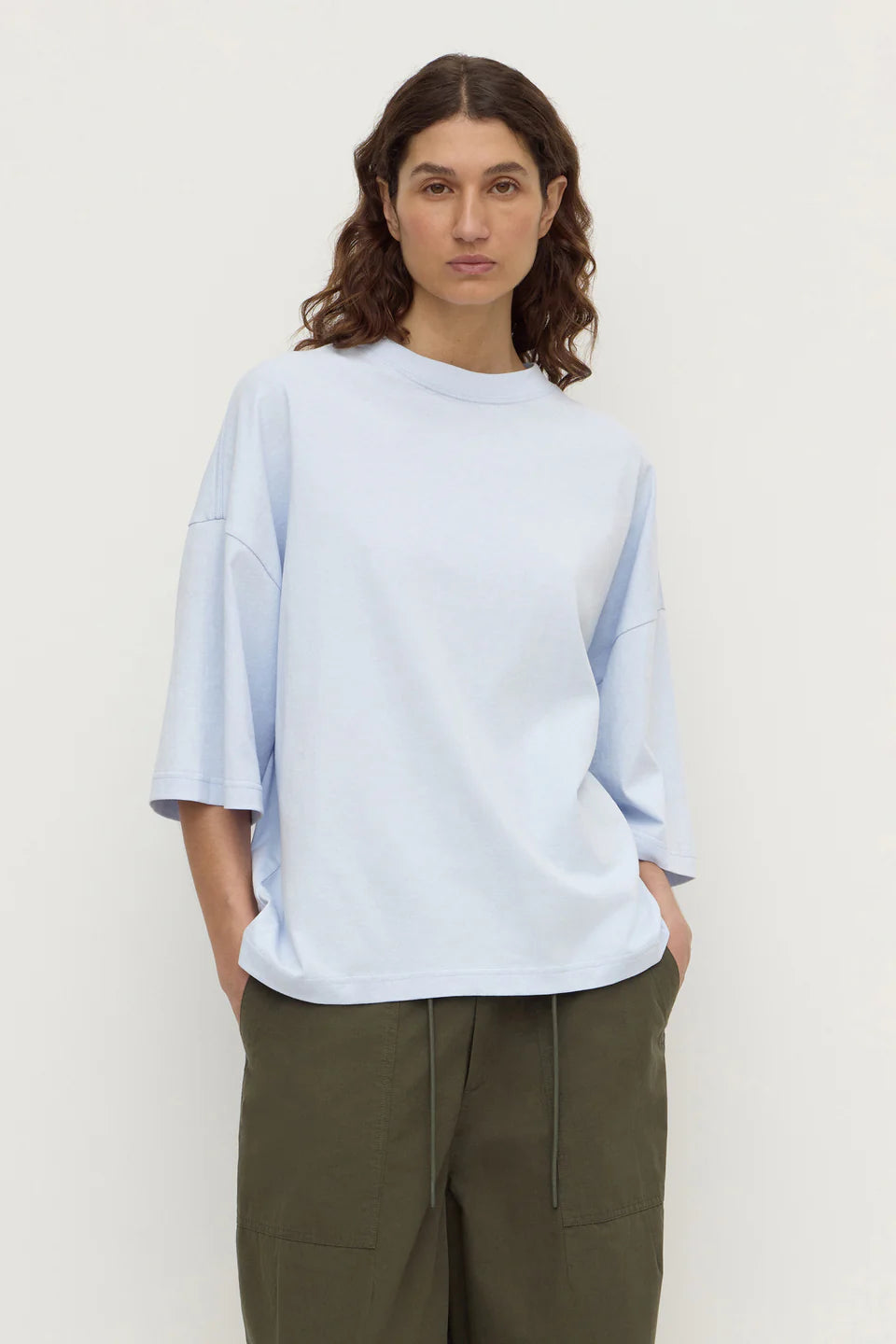 Cotton Oversized Tee | Baby Blue