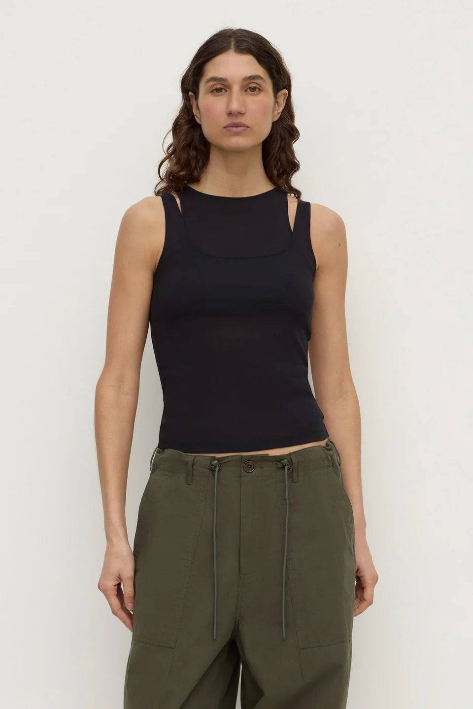 Mika Jersey Layered Tank | Black