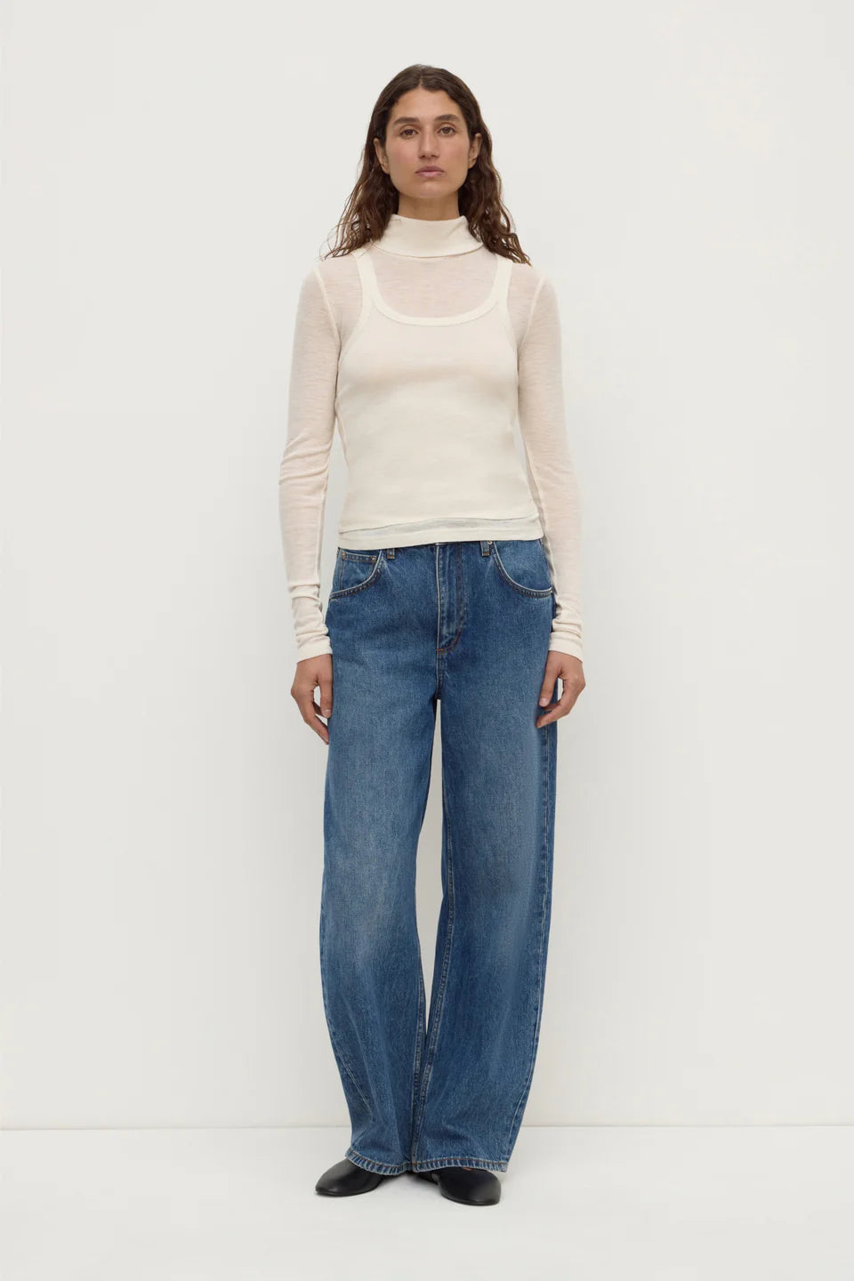 Nora Merino Wool Layered Turtle Neck | Snow