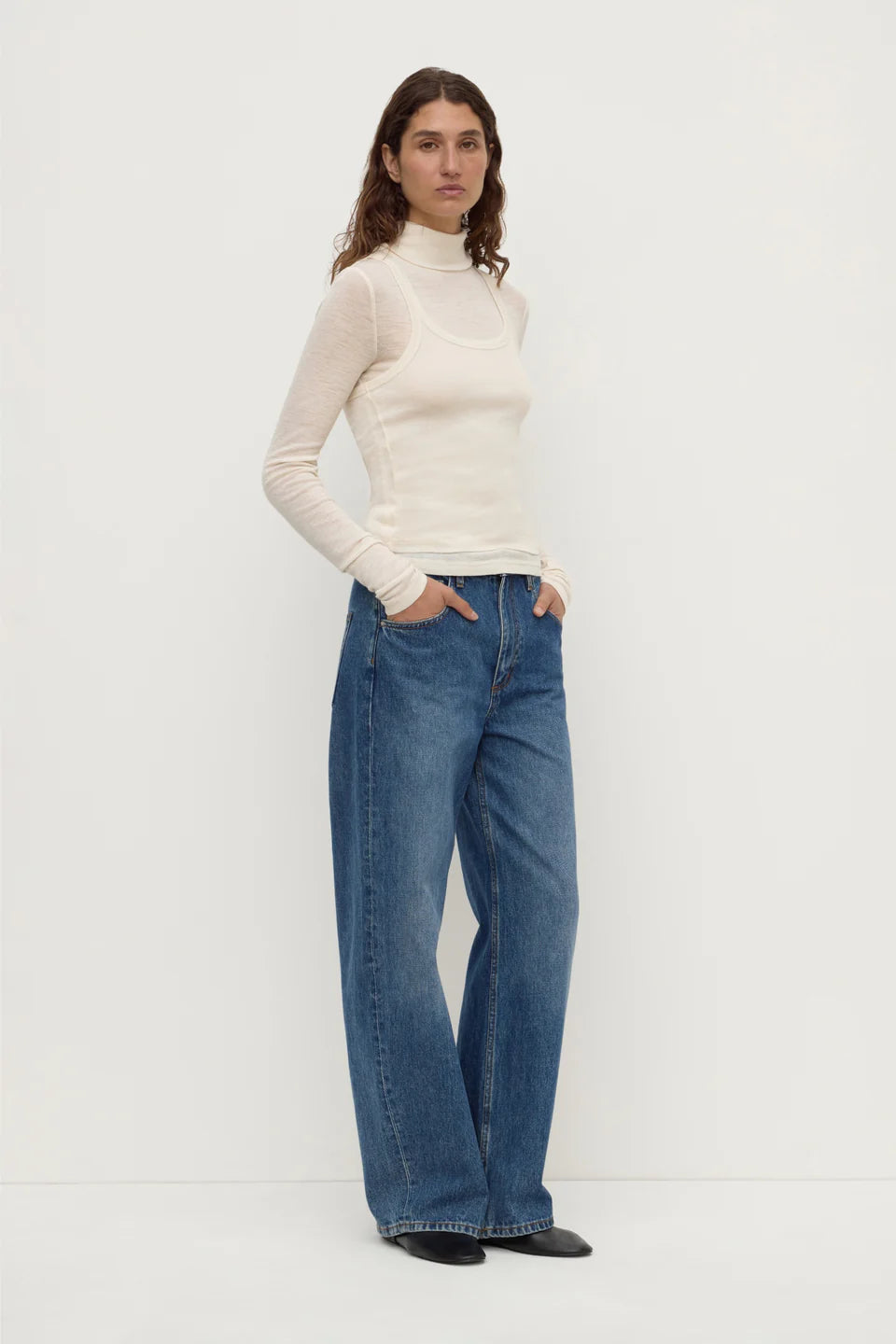 Nora Merino Wool Layered Turtle Neck | Snow