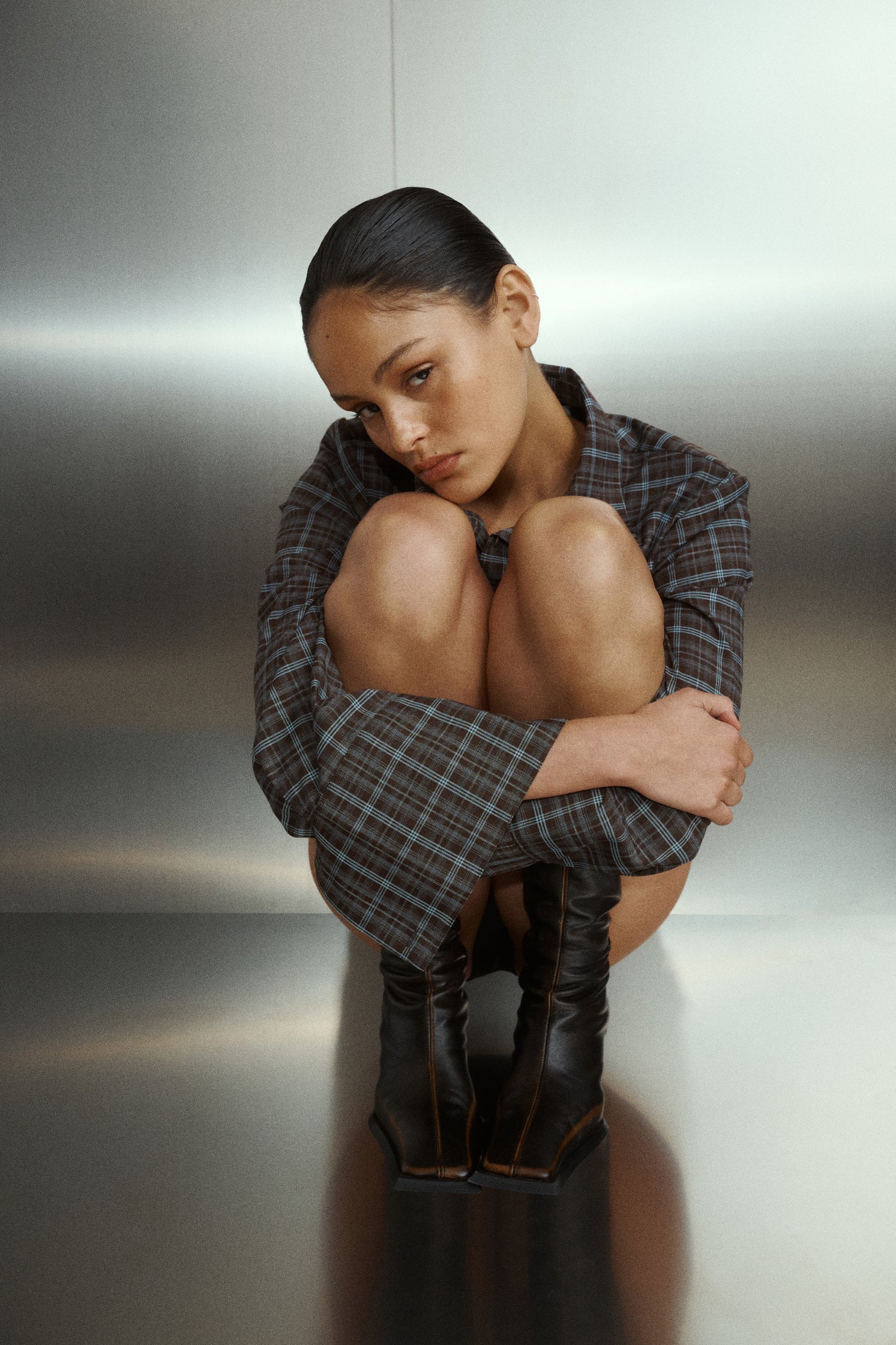 Juno Shirt | Brown Blue Plaid