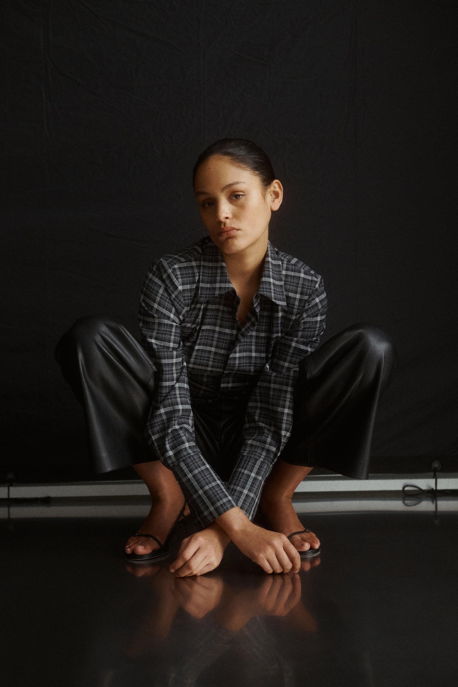 Juno Shirt | Black White Plaid