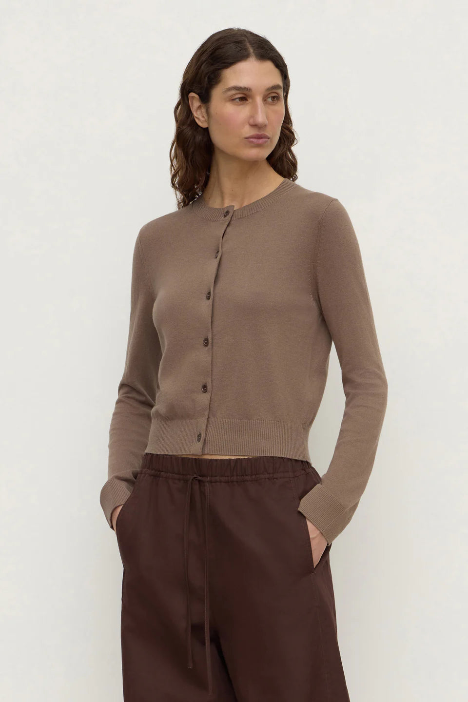 Orina Cotton Cashmere Cardigan | Dark Sand
