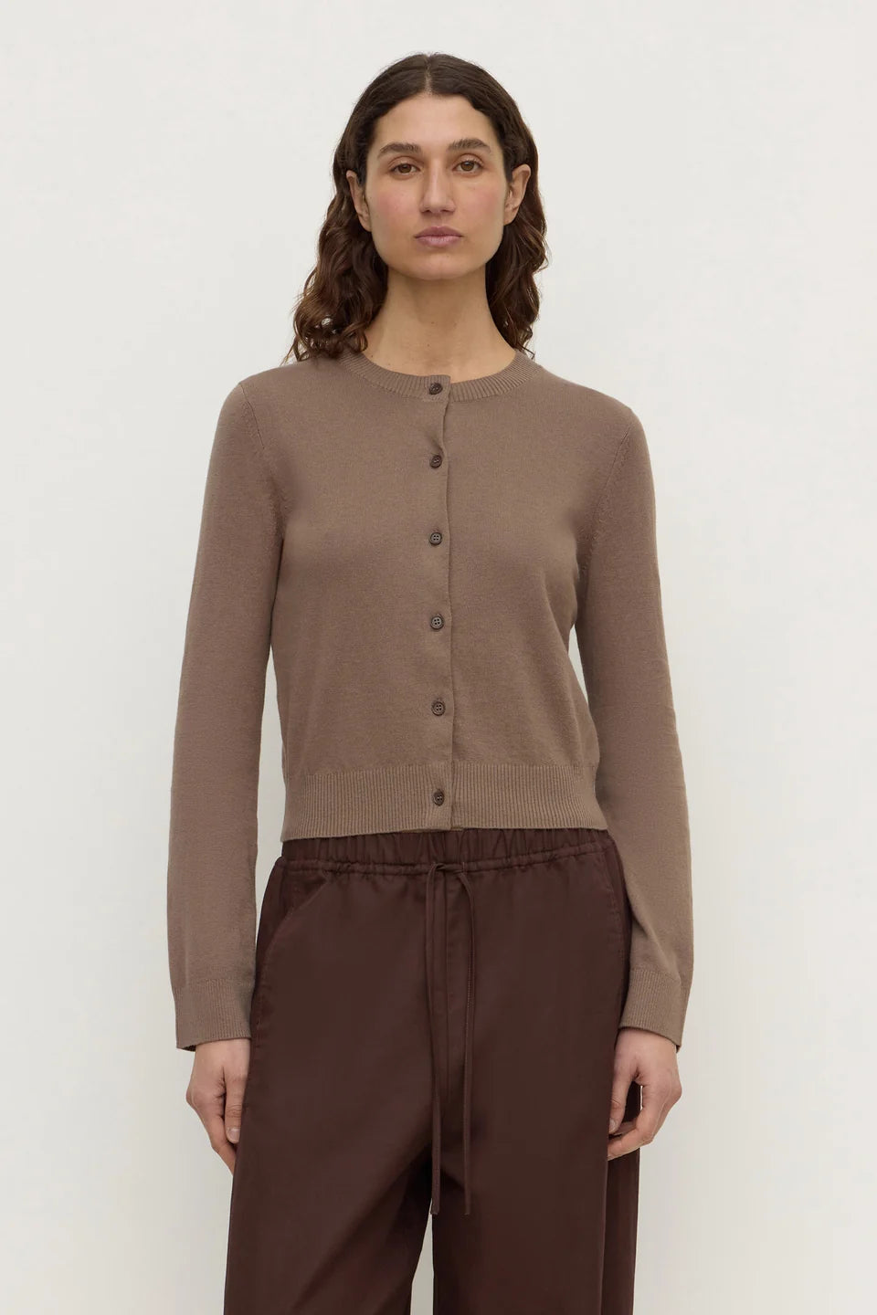 Orina Cotton Cashmere Cardigan | Dark Sand