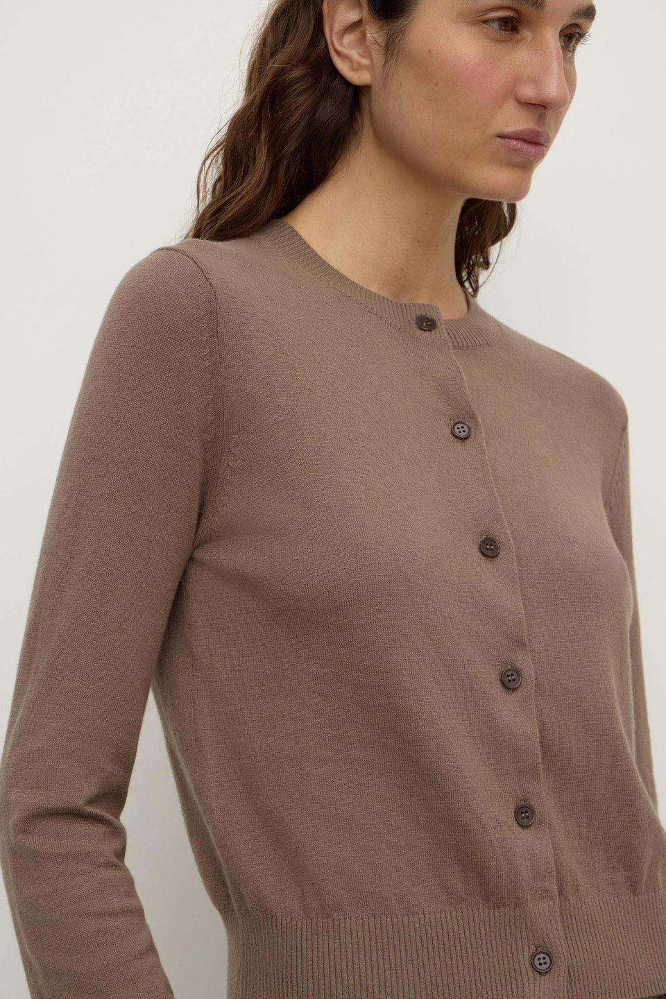 Orina Cotton Cashmere Cardigan | Dark Sand