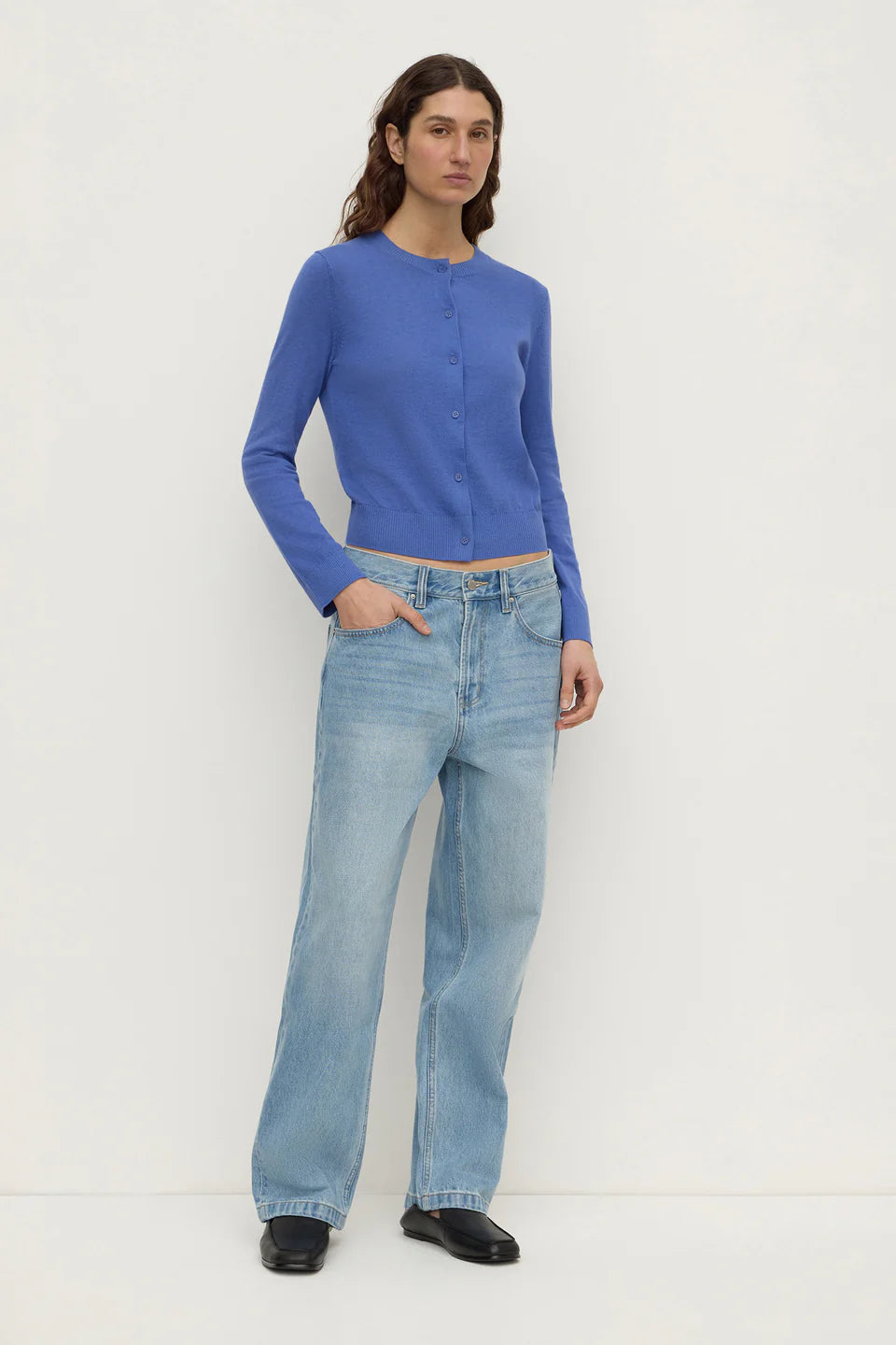 Orina Cotton Cashmere Cardigan | New Blue