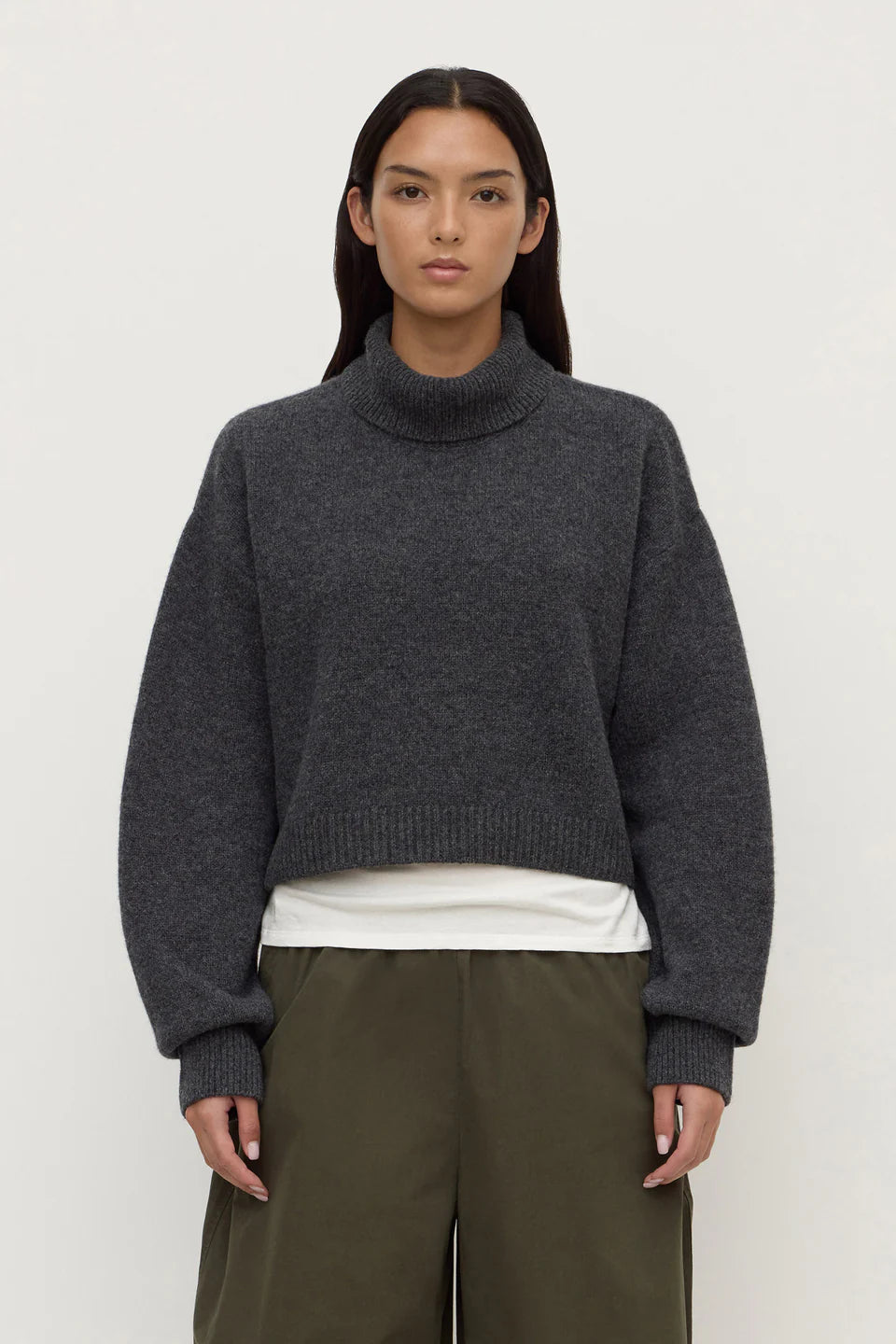 Paris Wool Cashmere Knit Turtleneck | Charcoal Marle