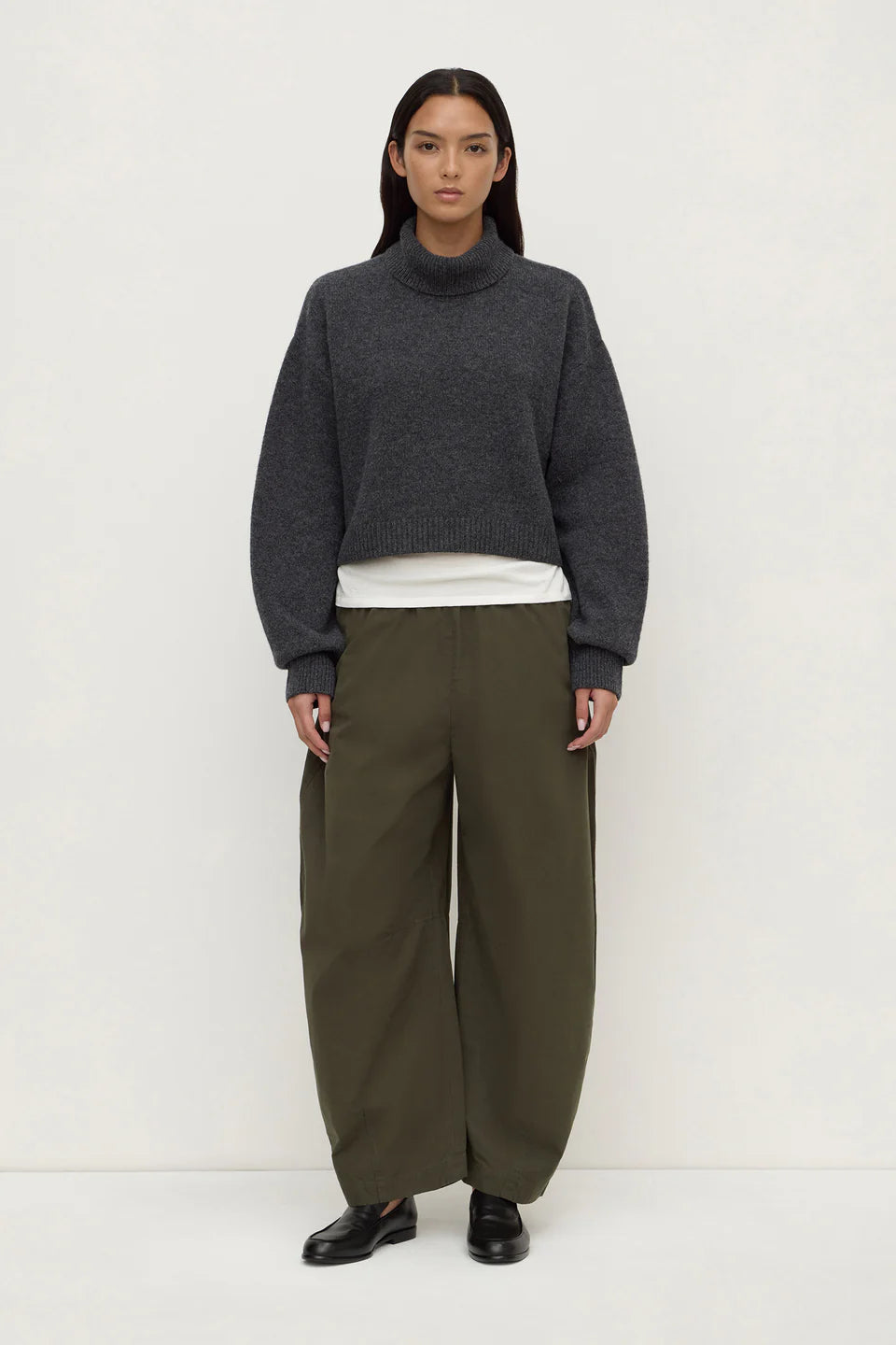 Paris Wool Cashmere Knit Turtleneck | Charcoal Marle