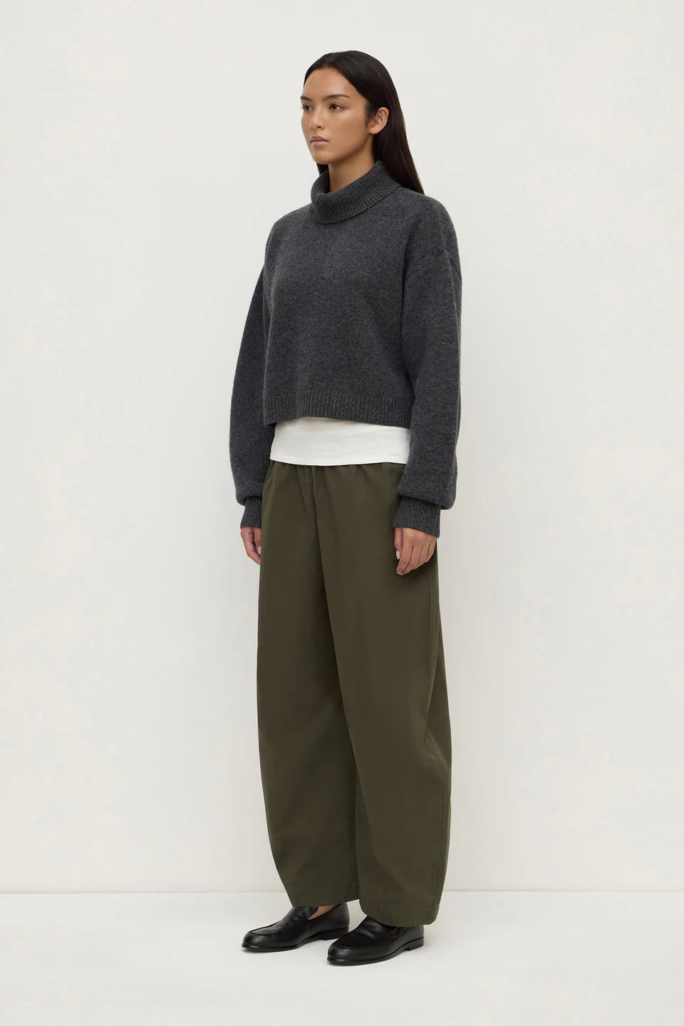 Paris Wool Cashmere Knit Turtleneck | Charcoal Marle