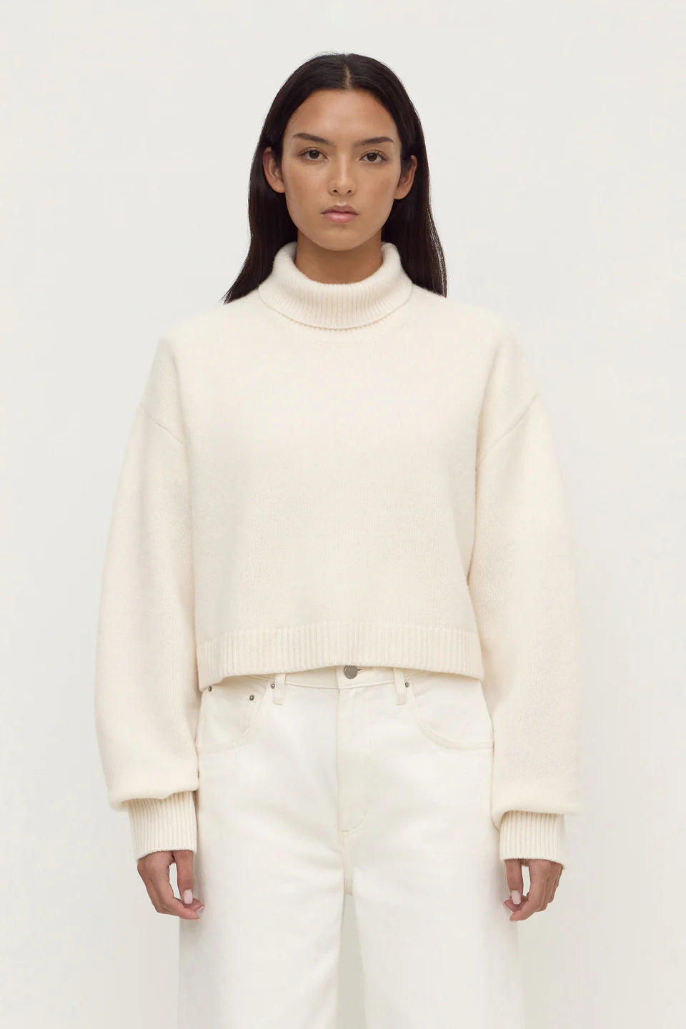 Paris Wool Cashmere Knit Turtleneck | White
