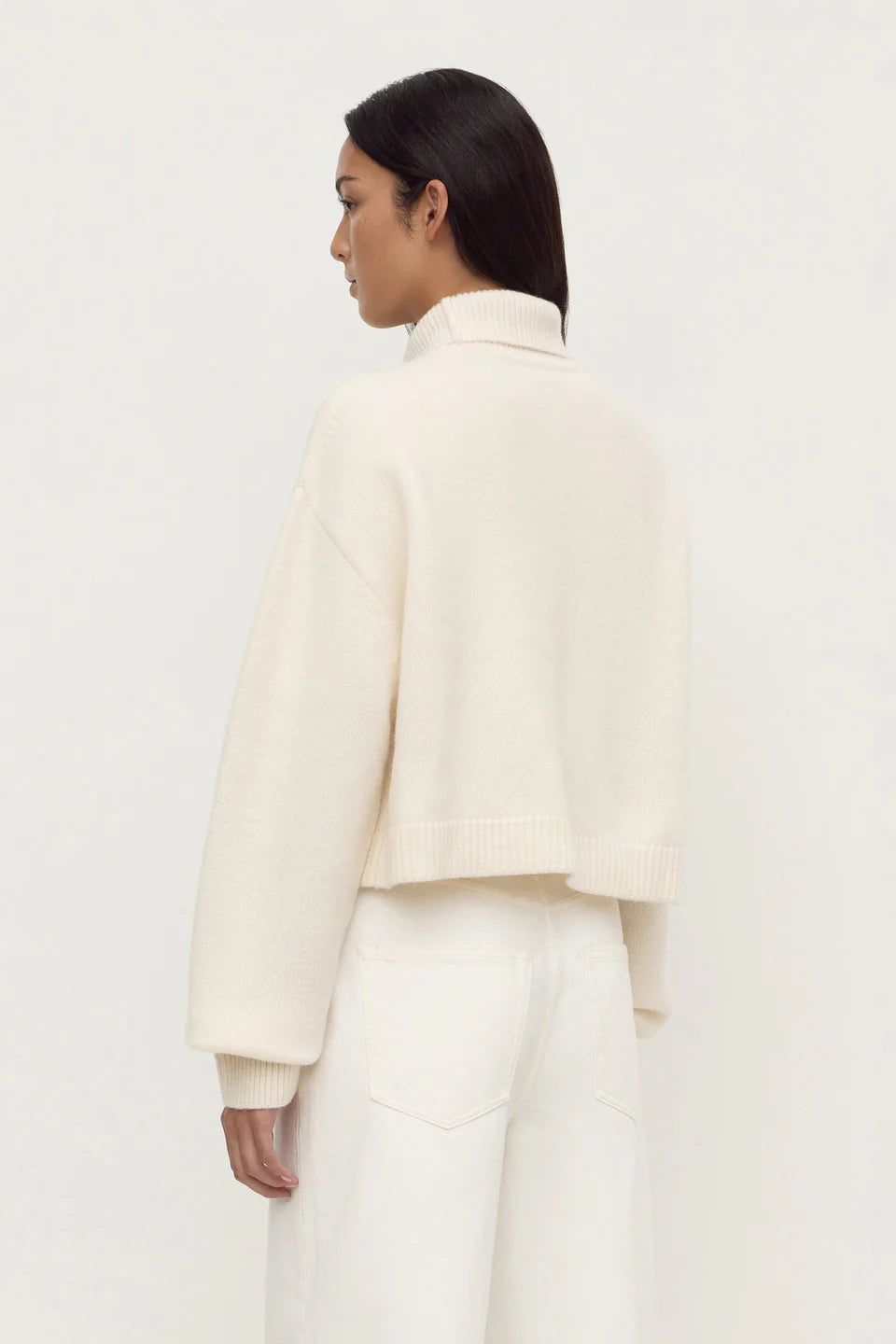 Paris Wool Cashmere Knit Turtleneck | White