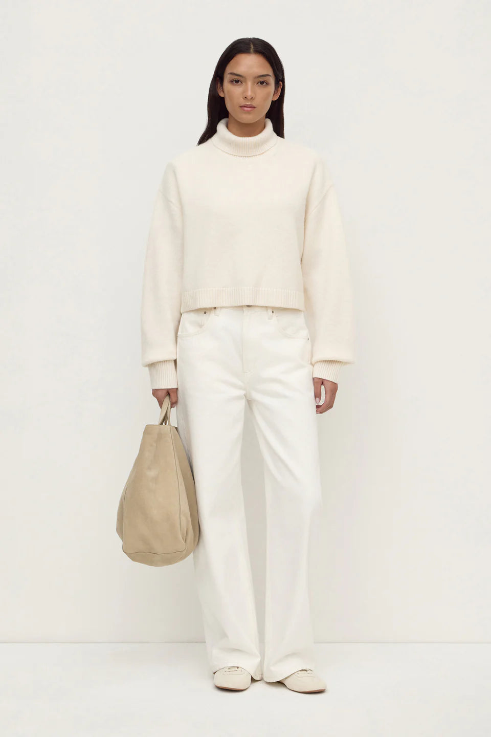 Paris Wool Cashmere Knit Turtleneck | White